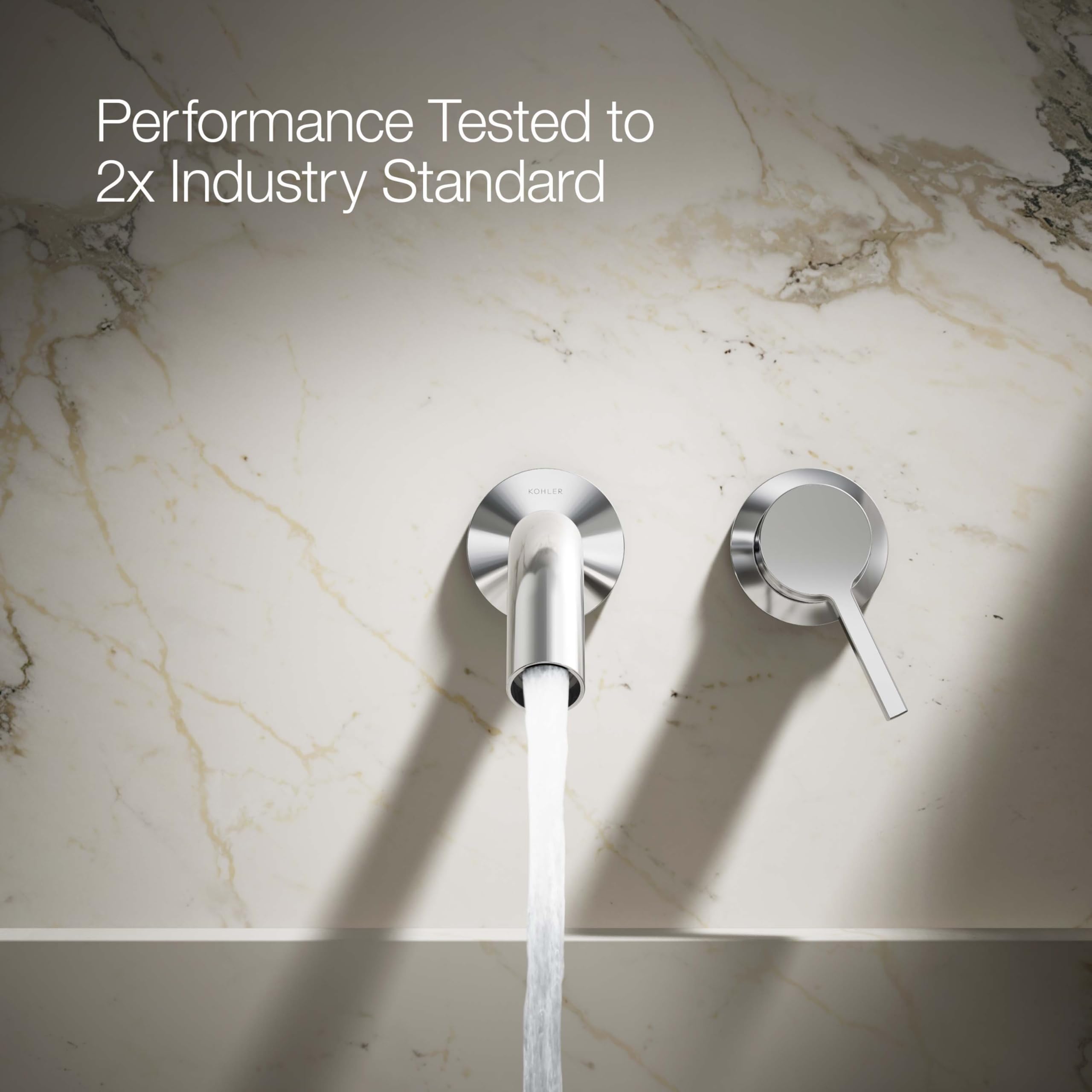 KOHLER Wall-Mount Bathroom Sink Faucet Handle - Modern Single Hole Bath Faucet with Lever Handle for Powder Room, Guest Bath & Small Spaces