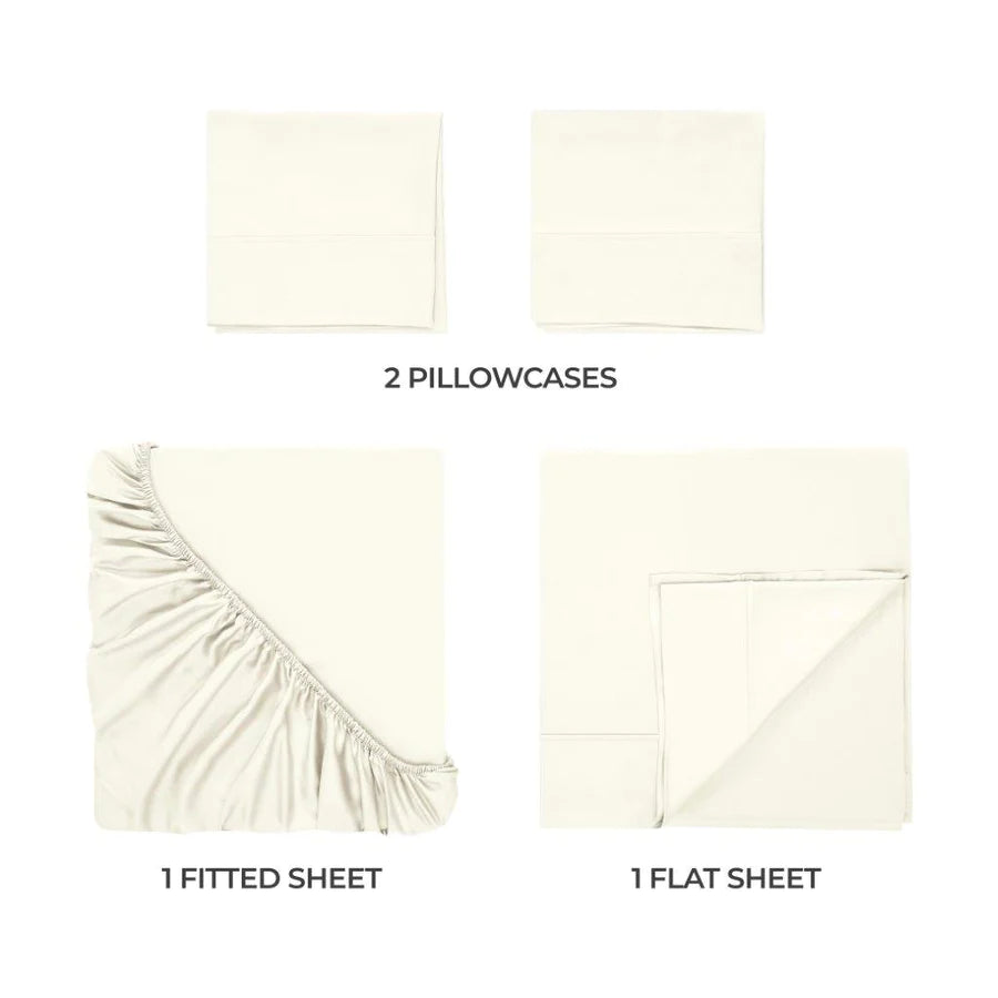 Premium 300 Thread Count Modal Bed Sheet Set from Beechwood - Deep Pocket Fitted Sheets for Queen/King Size Beds - Ultra Soft & Breathable Bedding for All-Season Comfort