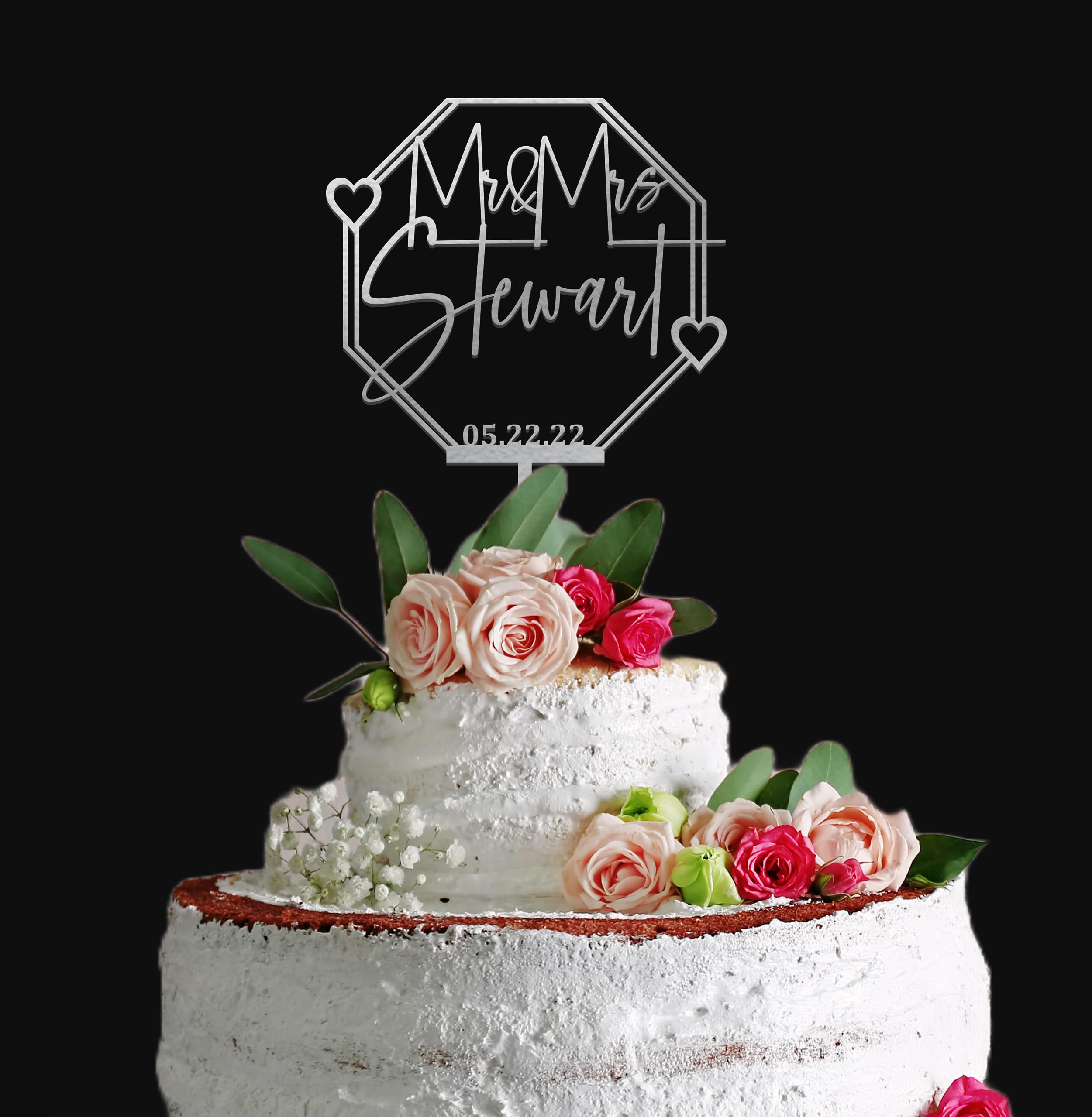 Custom Rustic Wedding Cake Topper - Personalized Mr & Mrs Script Cake Topper for Weddings - Handmade by CreativeLabsCo | Perfect for Rustic, Vintage & DIY Wedding Cakes