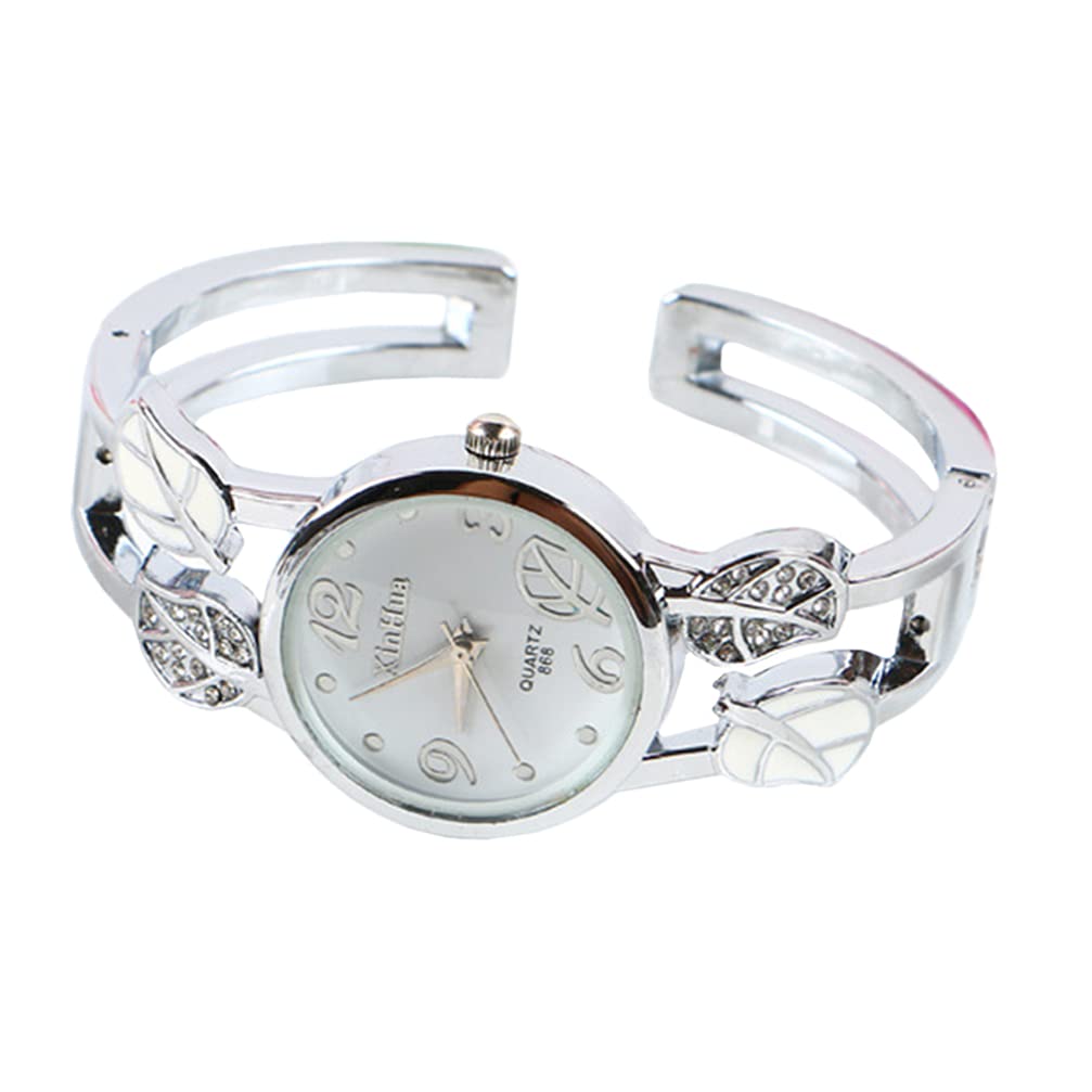 iFundom Women's Fashion Crystal Rhinestone Diamond Watch - Stainless Steel Bangle Wristwatch with Precise Movement - Elegant White Hollow Design for Women, Ladies, Girlfriend Gift - Perfect for Parties, Weddings, and Special Occasions