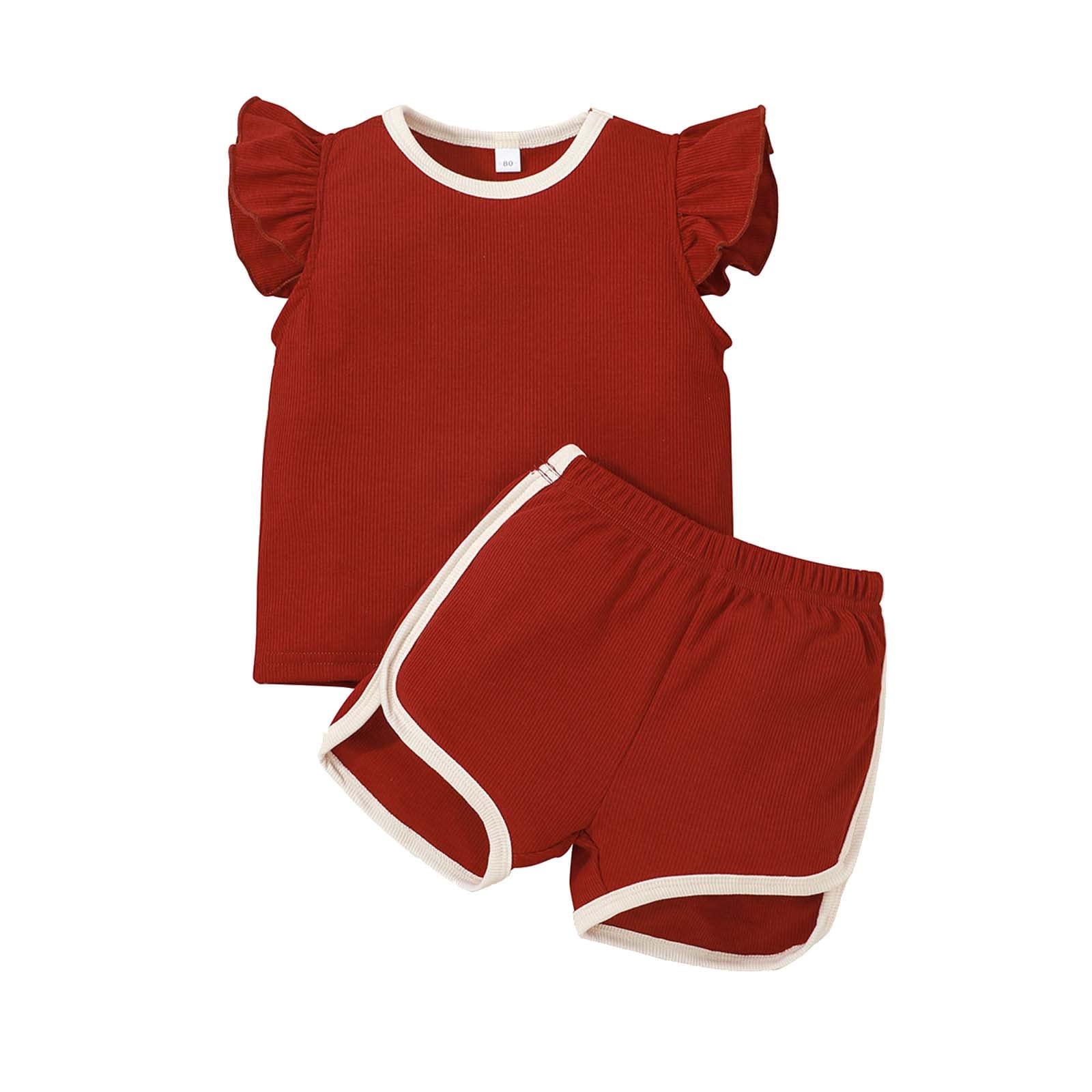Toddler Girl Clothes Set - Ribbed Short Sleeve T-Shirt & Shorts Outfits for Baby Girls & Boys | Perfect for Playtime, Daycare & Summer Activities