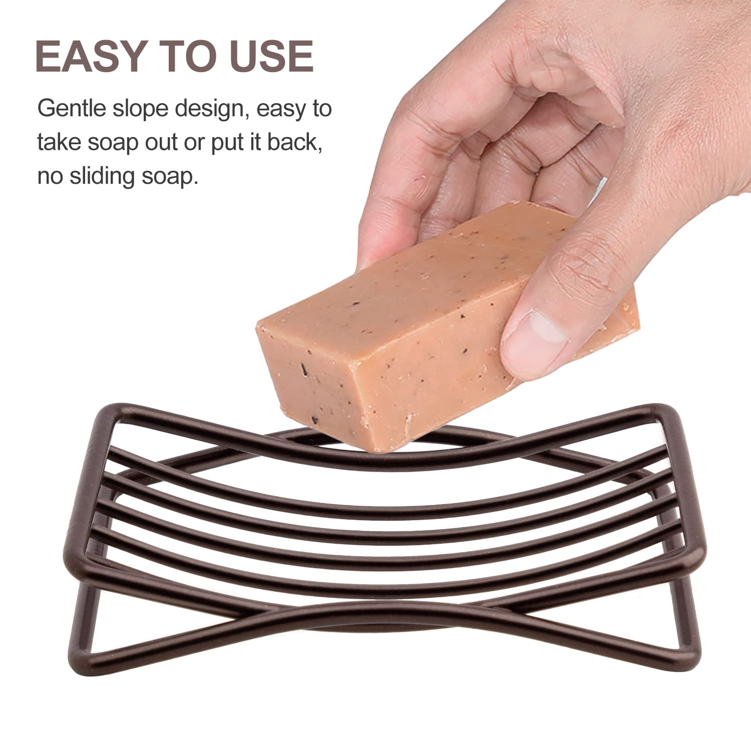 Stainless Steel Soap Dish Holder for Shower, Bathroom & Kitchen - Self Draining Soap Tray with Quick Dry Design - Bronze Bath Accessory for Sink, Bathtub & Countertop Organization