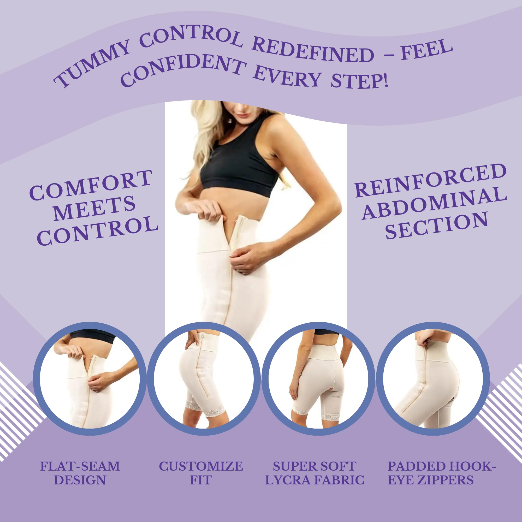 Post Surgery Compression Shorts for Women – Mid Thigh Tummy Tuck Recovery Garment 4