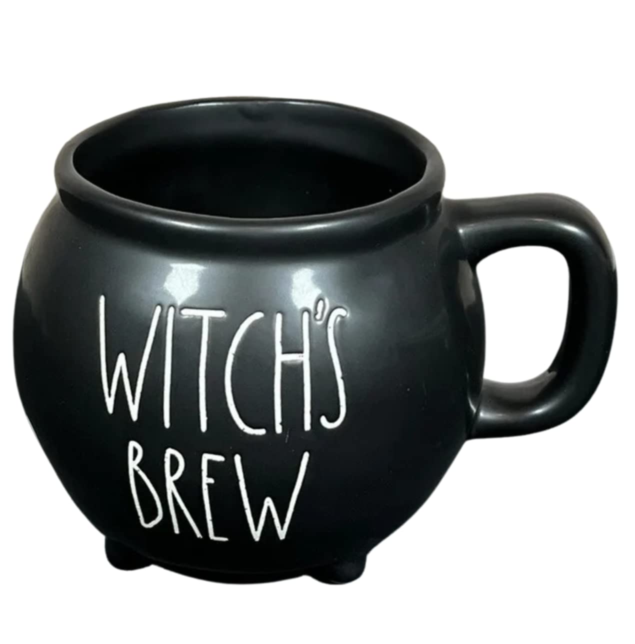 Rae Dunn by Magenta Halloween Witch's Brew Cauldron Mug with Recipe - Black Ceramic Coffee Cup for Witch-Themed Parties, Halloween Decor & Cozy Fall Beverages