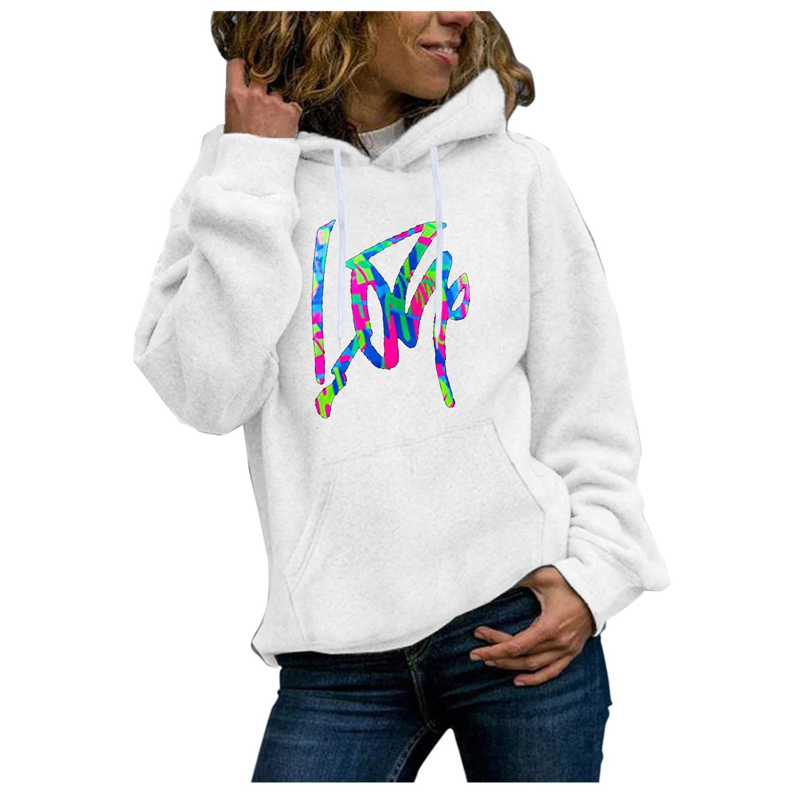 Women's Color Print Hooded Long Sleeve Sweatshirt - Casual Winter Pullover Top for Women | Cozy Loungewear, Streetwear & Outdoor Activities
