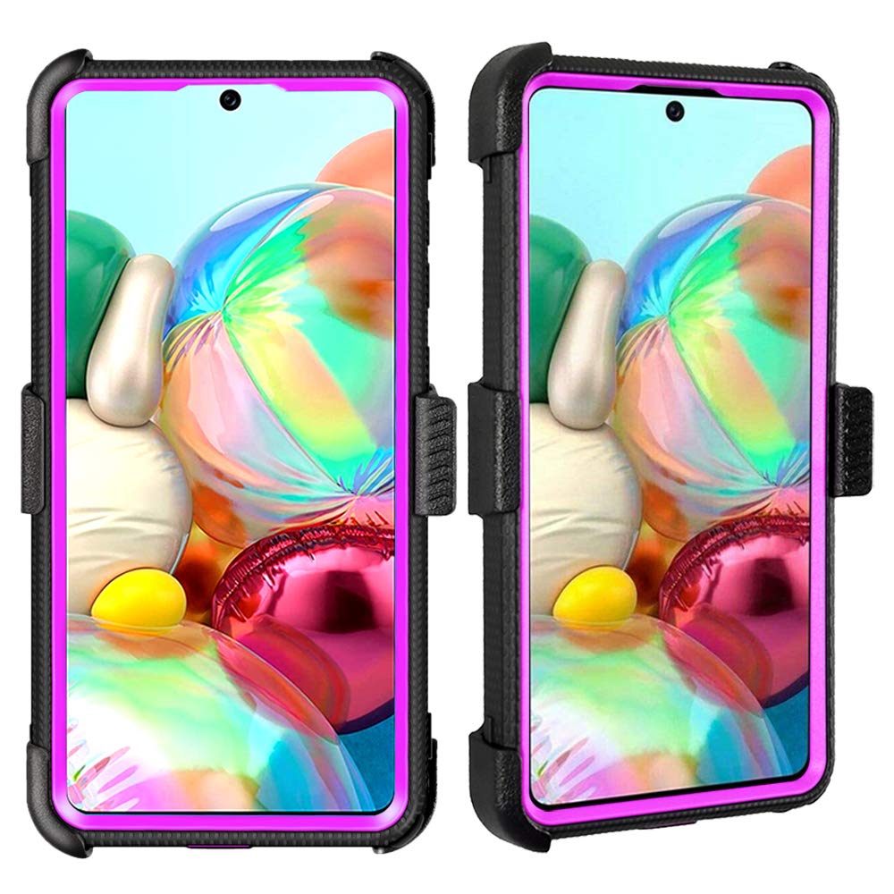 Premium Heavy Duty Full Body Protection Case for Samsung Galaxy A71 6.7 Inch - Shockproof Cover with Rotating Belt Clip & Kickstand (Purple) | Perfect for Outdoor Activities, Work & Daily Use