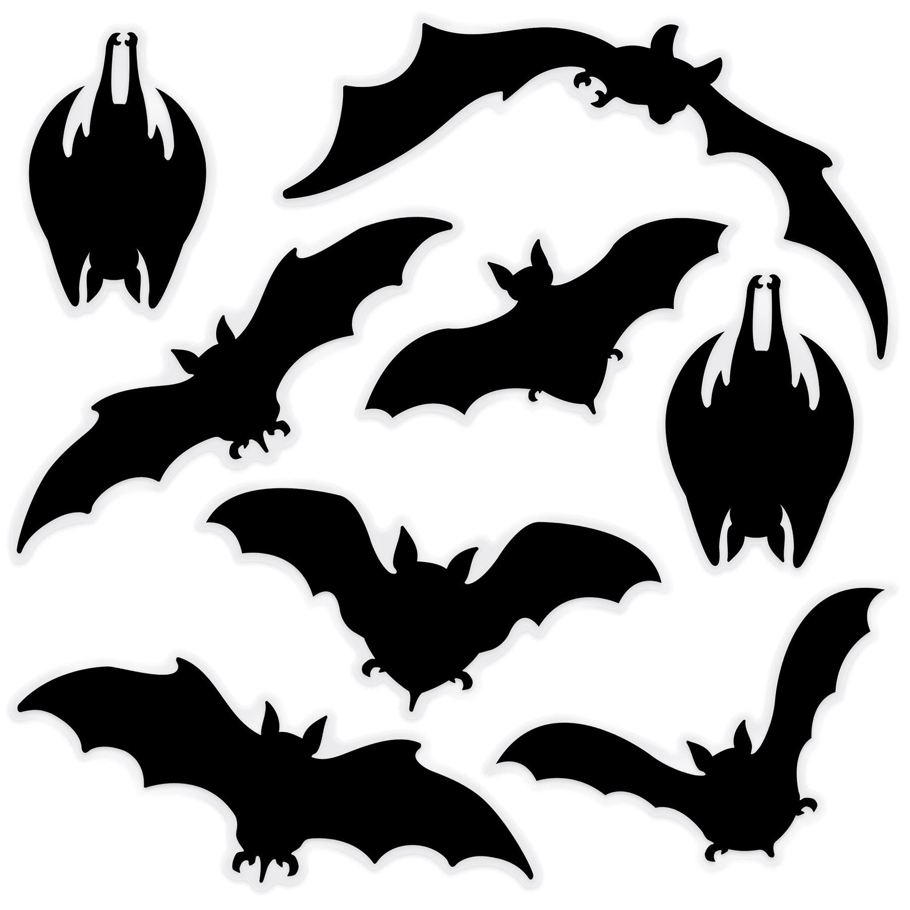 12 Pack Beistle Halloween Bat Silhouette Window Clings - Spooky Decals for Windows, Mirrors & Glass Doors - Perfect for Halloween Party Decorations & Haunted House Themes