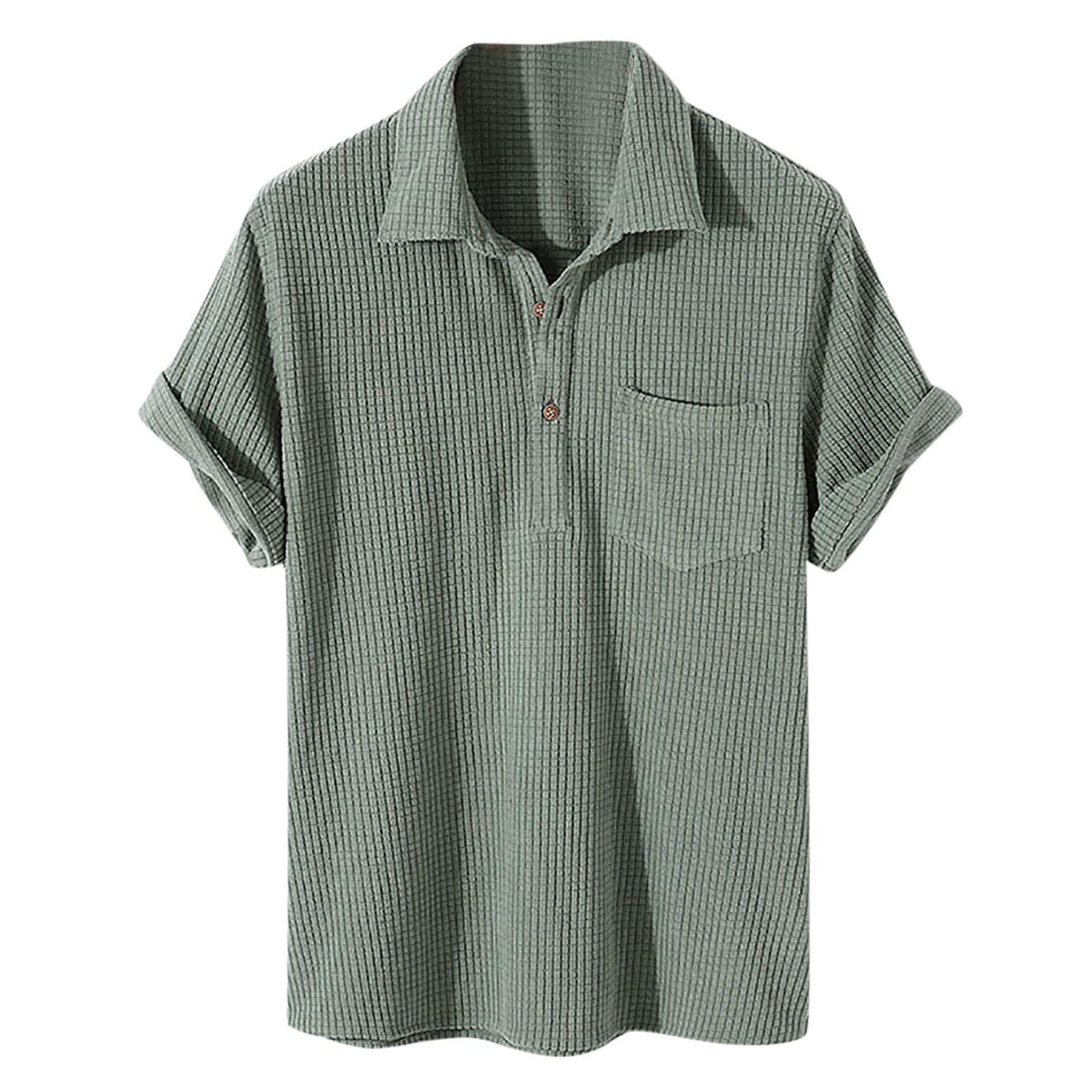 Men's Short Sleeve Casual Shirt - Breathable Comfort Fit Solid Color Button Down Top for Summer | Perfect for Office, Outdoor Activities & Daily Wear