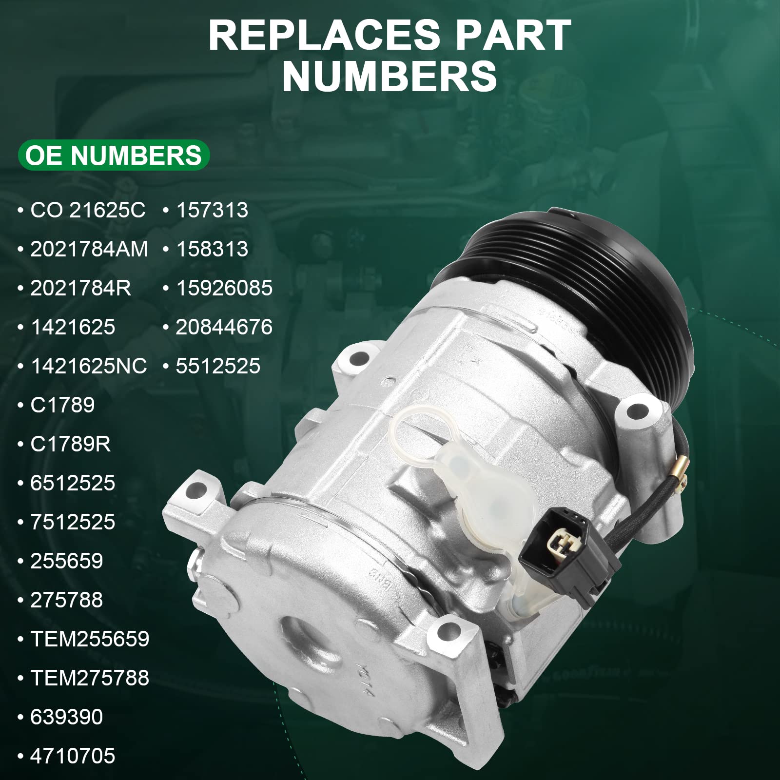 2007-2012 GMC Acadia AC Compressor with Clutch - CO 21625C Replacement Air Conditioning Compressor - Perfect for Summer Cooling & Road Trips