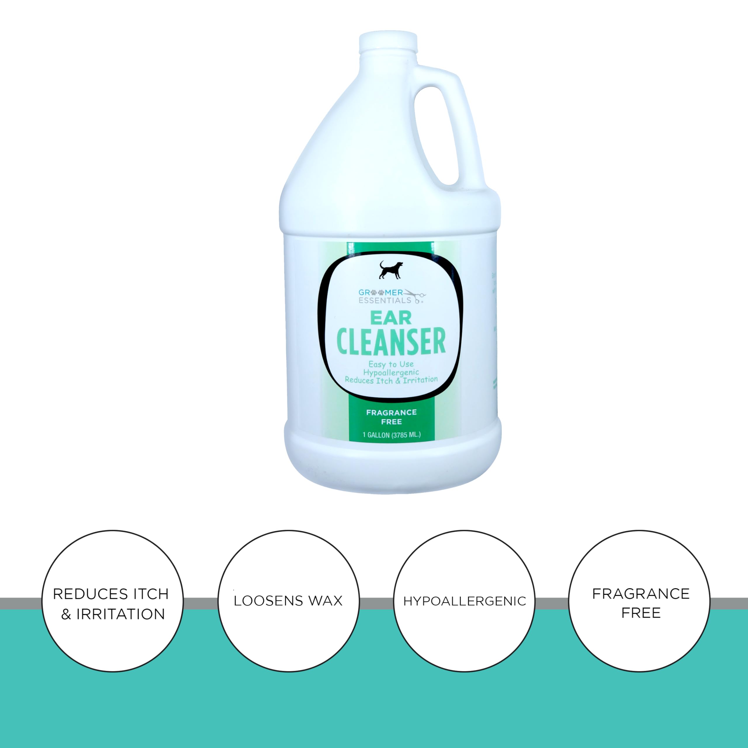 Ear Cleanser for Dogs & Cats - 1 Gallon Veterinary-Grade Ear Cleaning Solution | Safe & Gentle for Pet Ear Hygiene, Infections & Wax Removal