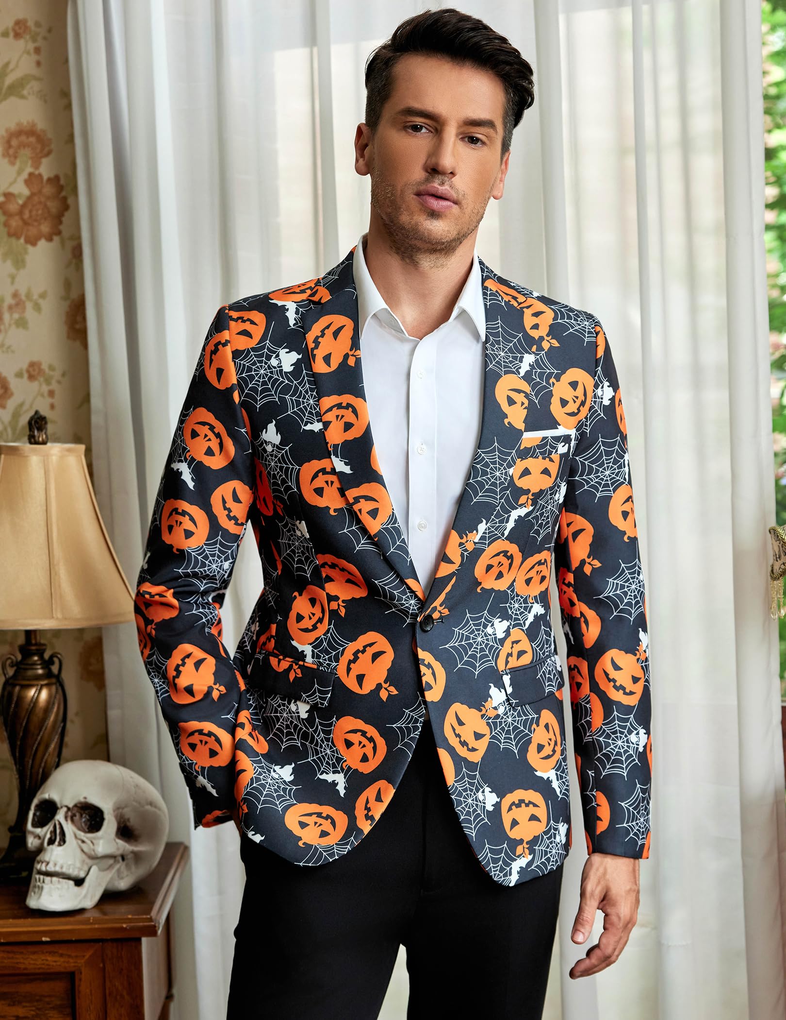 COOFANDY Men's Christmas Blazer - Holiday Party Jacket for Xmas & Halloween