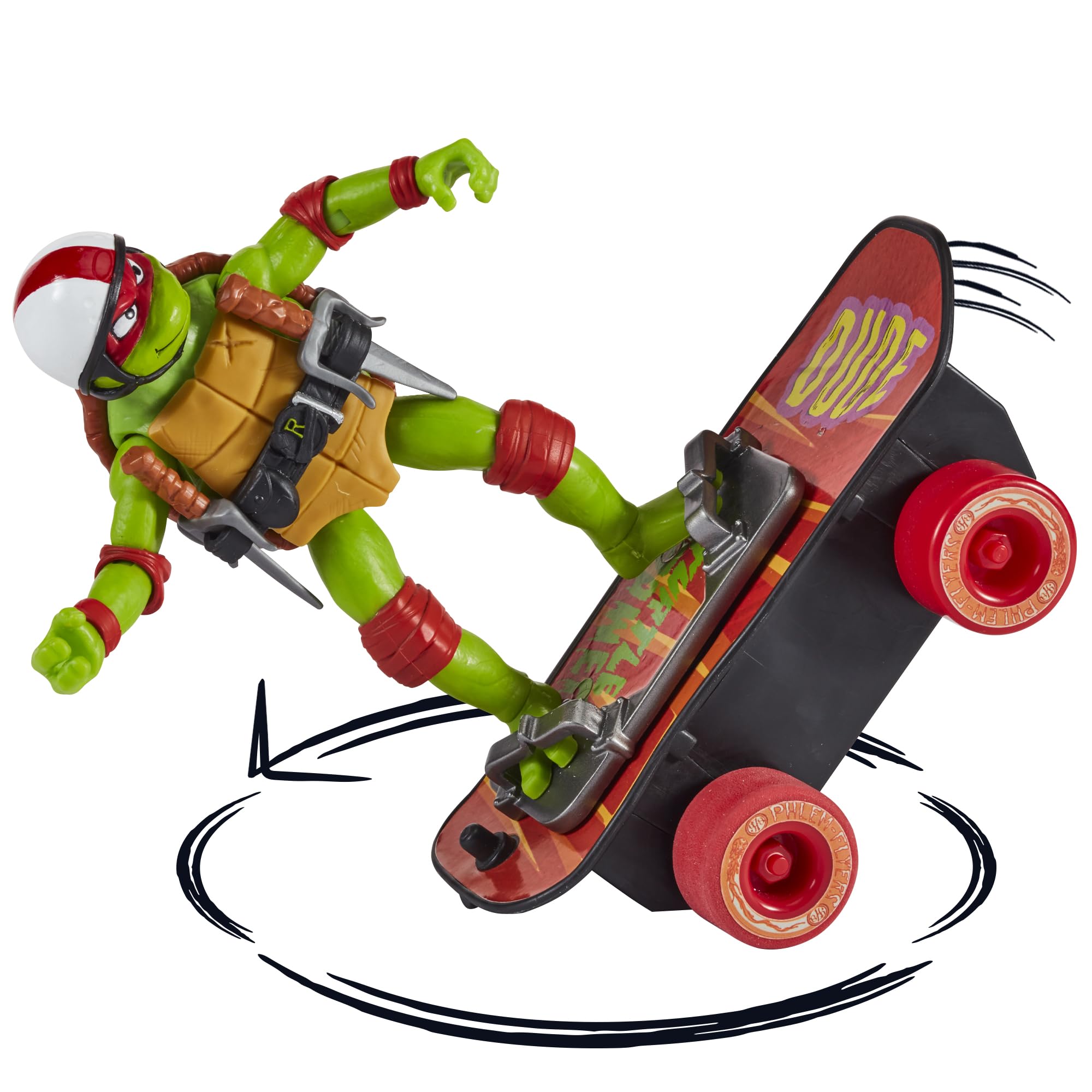 Playmates Toys Teenage Mutant Ninja Turtles: Mutant Mayhem Raphael Action Figure with Skateboard & Accessories - Amazon Exclusive Collectible Toy for Kids & TMNT Fans - Perfect for Playtime, Display & Gift Giving