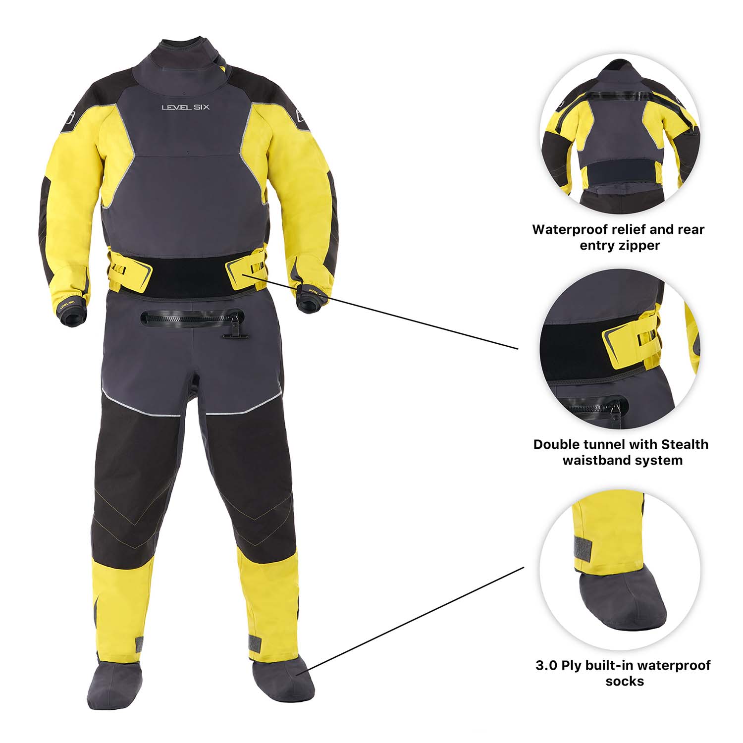 Level Six Emperor Dry Suit - Premium Waterproof Diving & Kayaking Gear for Cold Weather (Closeout Sale) - Ideal for Scuba Diving, Kayaking, and Extreme Water Sports