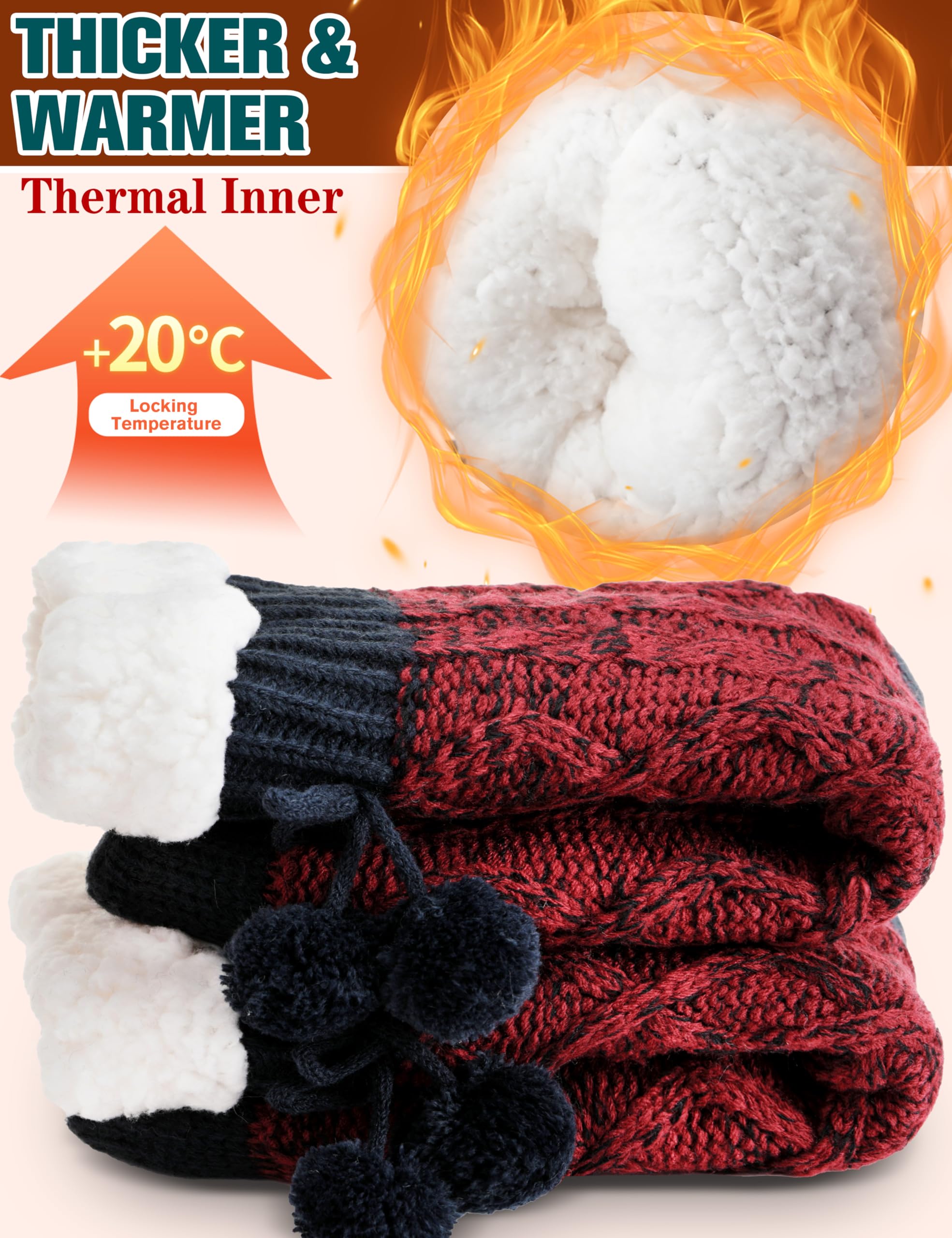 Women's Fuzzy Non-Slip Winter Slipper Socks - Warm Fleece for Home & Cabin