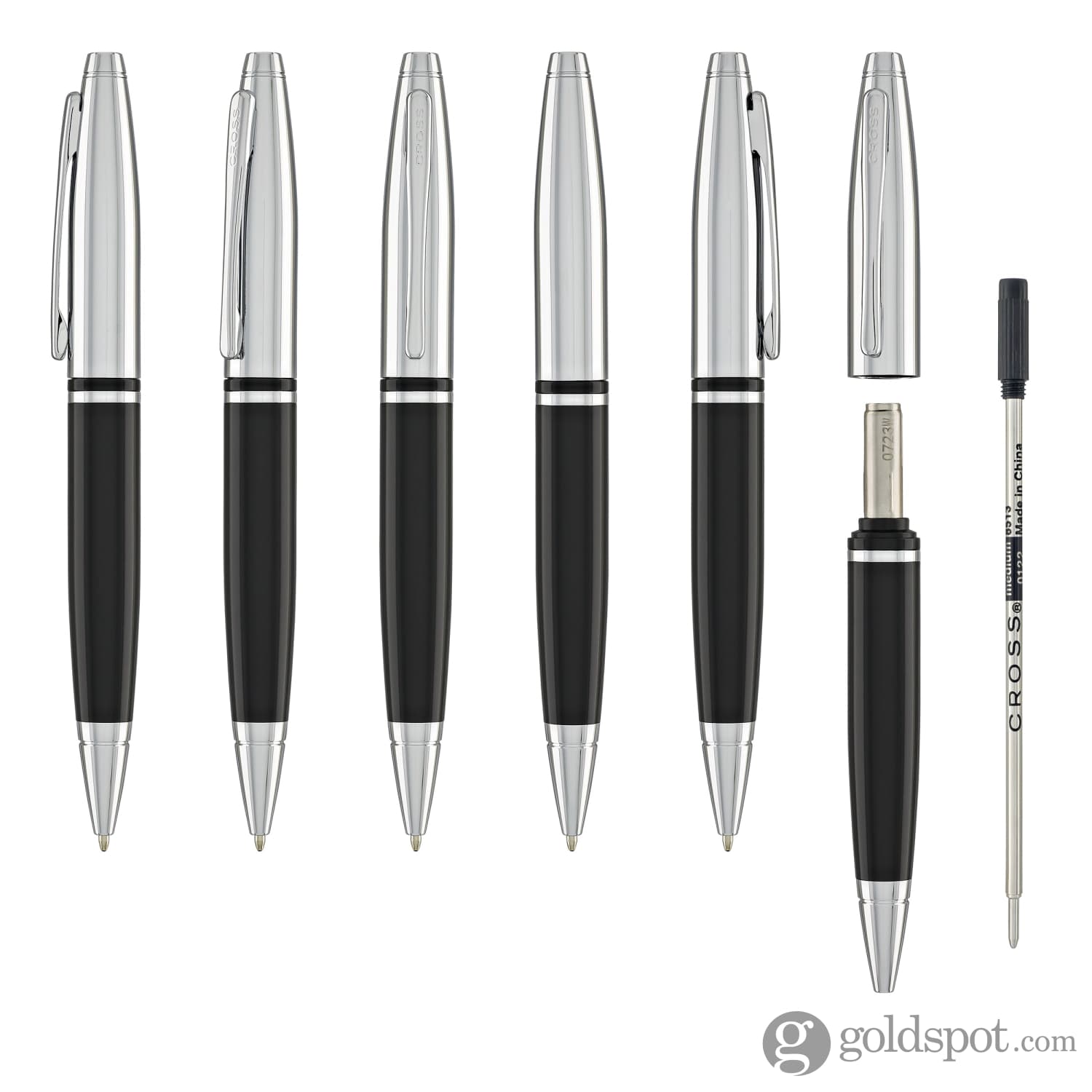 Cross Calais Chrome & Black Ballpoint Pen - Premium Writing Instrument for Office, School, and Business Gifts