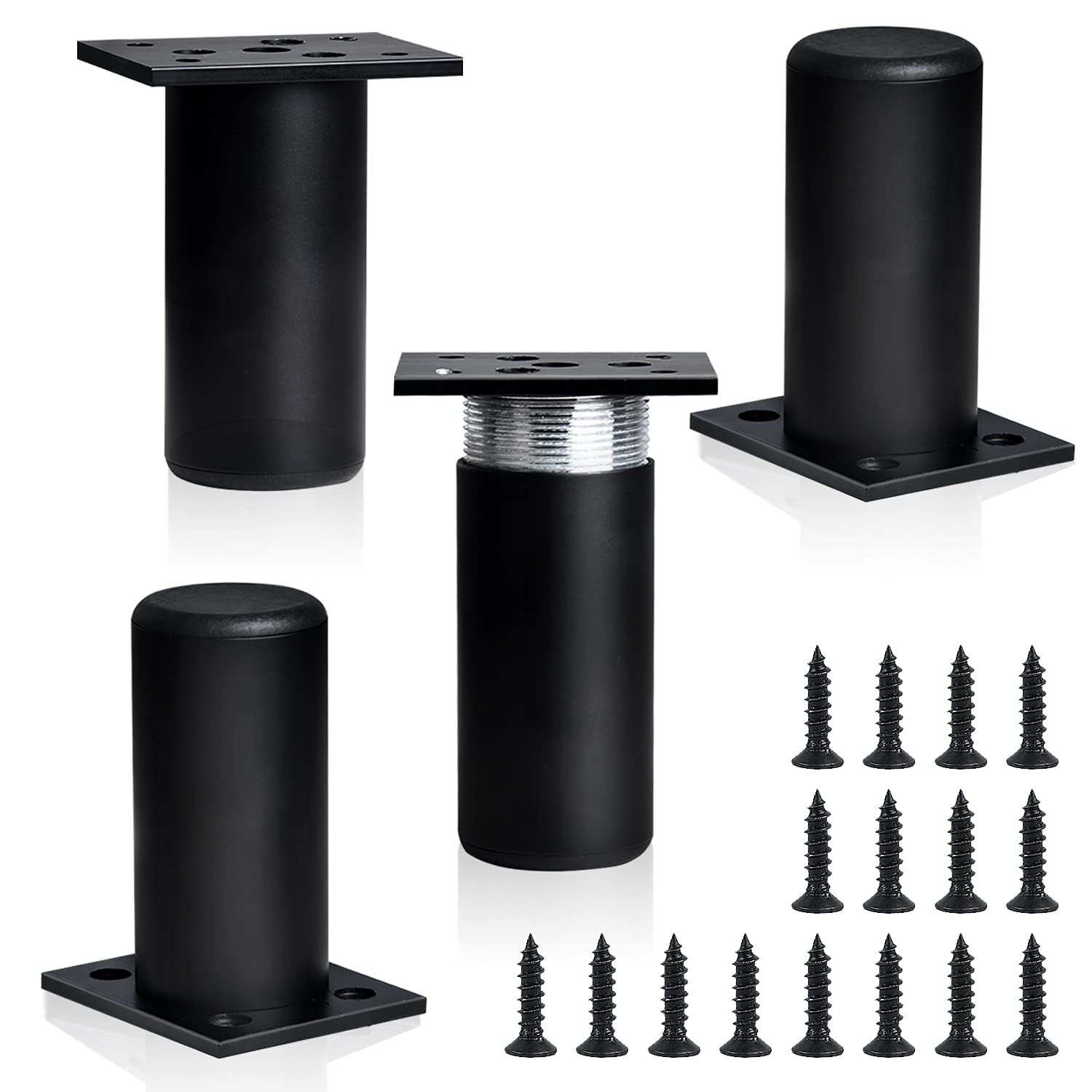 3 Inch Stainless Steel Furniture Legs - 4 Pack Adjustable & Thickened Metal Table Legs with Screws for Kitchen Table, Chair, Sofa Replacement - Perfect for Home Office, Dining Room, and Living Room Furniture Upgrade
