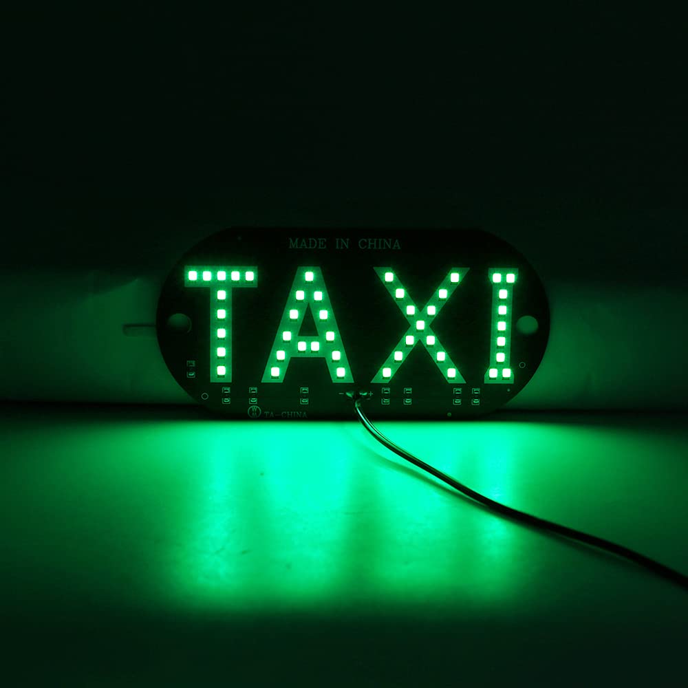 YSY 12V Green LED Taxi Cab Light - Windshield Indicator Lamp with Cigarette Lighter Switch for Taxi Sign & Guiding Panel - Perfect for Night Shifts, Ride-Hailing Services & Urban Transportation
