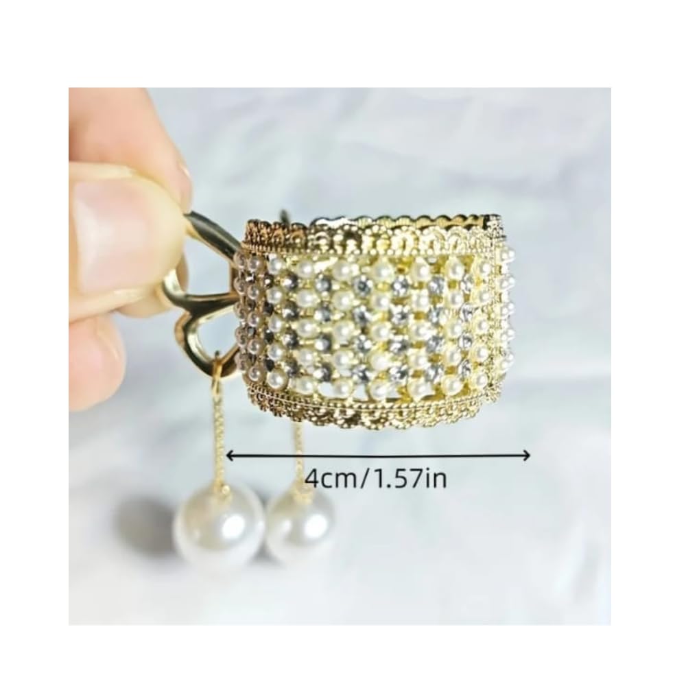 Elegant Pearl Rhinestone Hair Clip for Women - Sparkly Metal Spring Ponytail Holder Barrette Accessories (1 Pack, Medium Size) - Perfect for Weddings, Parties & Everyday Hairstyles