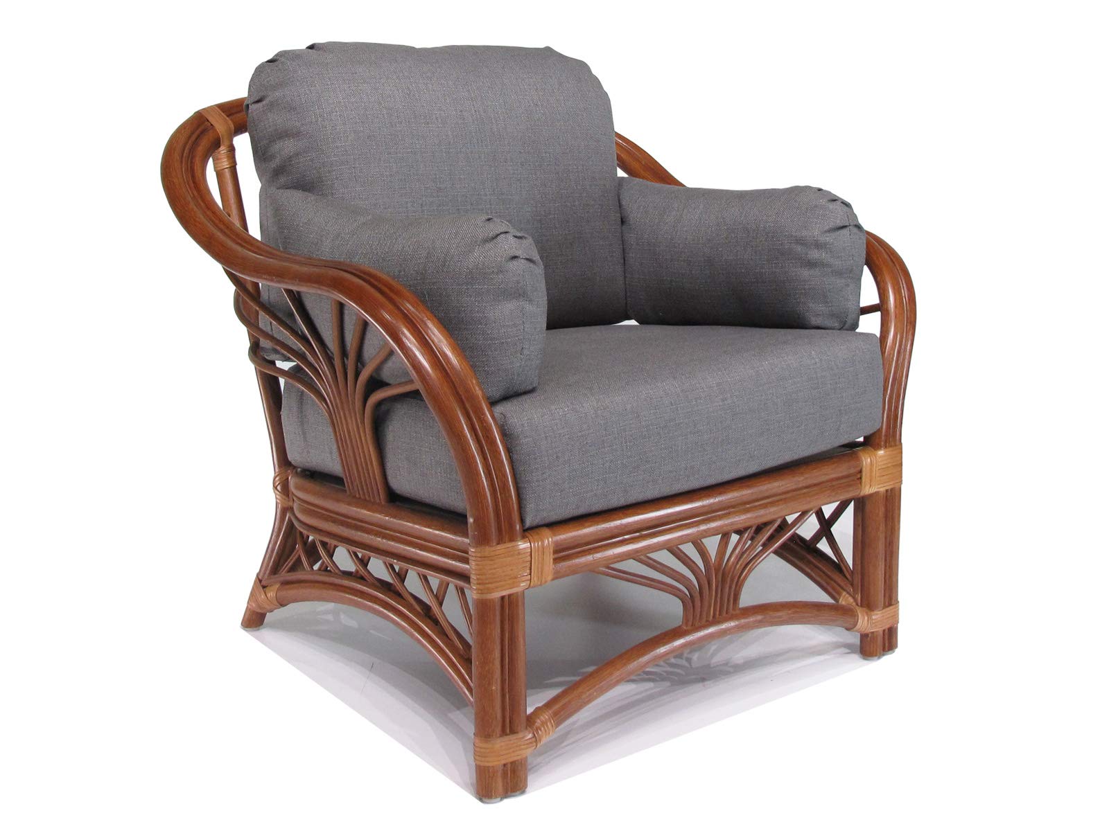 Rattan Living Room Furniture Lounge Club Chair - Wicker Accent Chair for Indoor & Outdoor Use - Perfect for Patio, Garden, and Sunroom (#1692AW-TI)