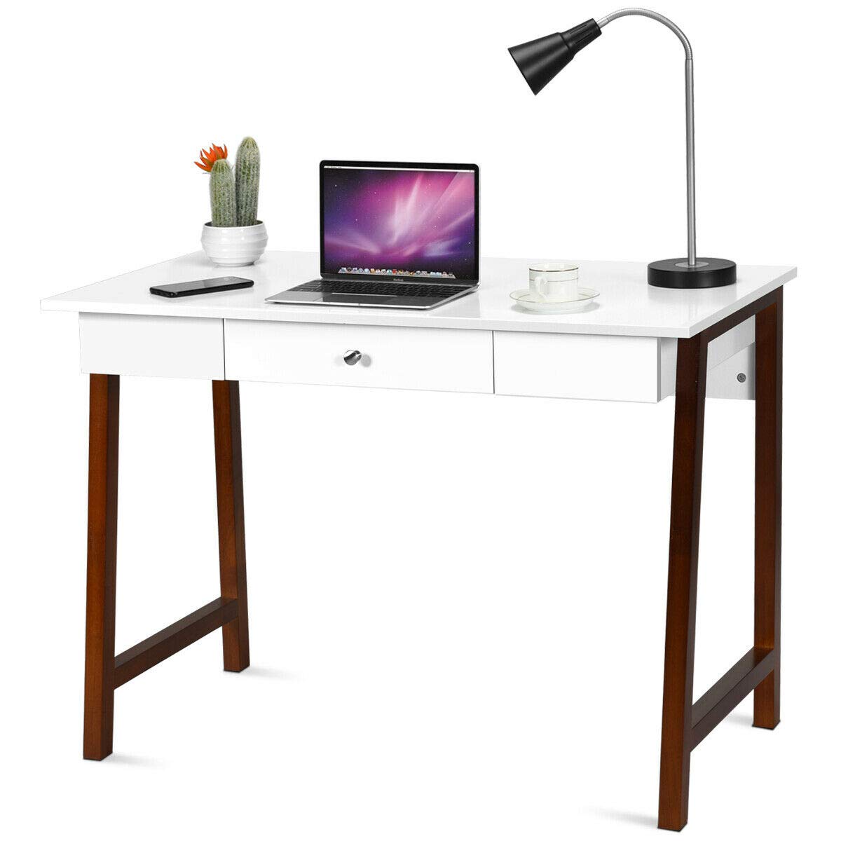 Multifunctional Computer Desk with Storage Drawer - Home Office Writing Study Makeup Dressing Table for Laptop Notebook - Perfect for Living Room, Bedroom, Game Room & Entryway Furniture
