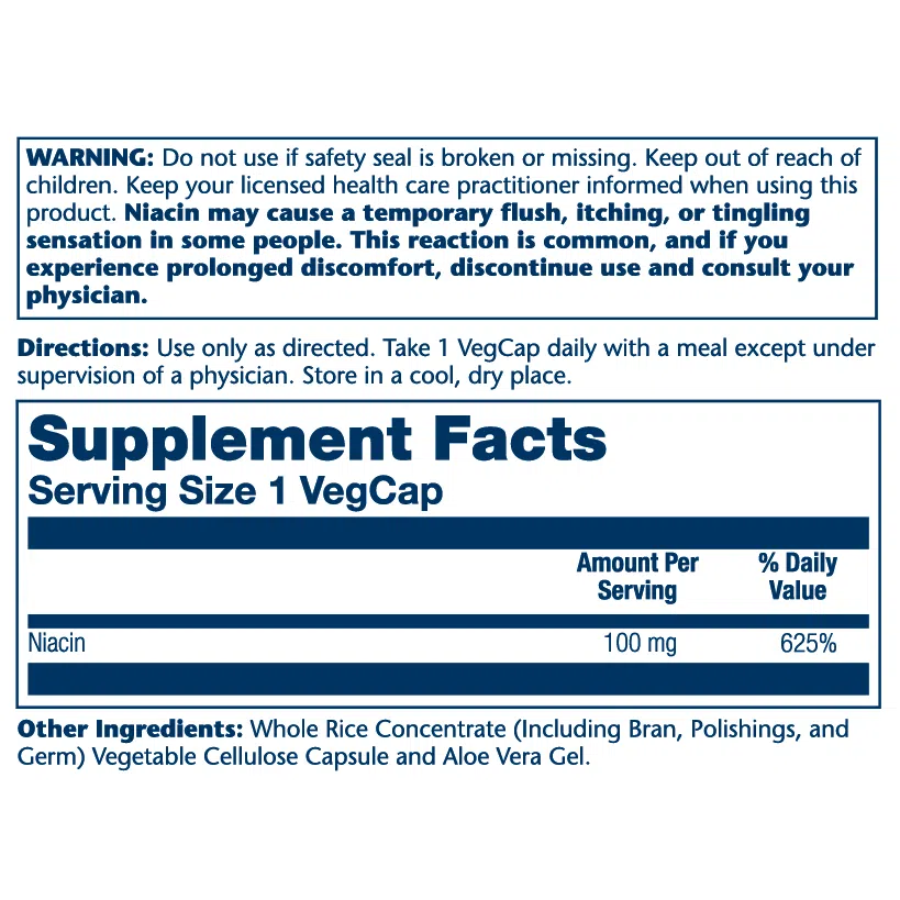 Solaray Niacin 100mg Supplement - Supports Heart Health & Energy Metabolism - Vegan Capsules for Daily Wellness & Cardiovascular Support