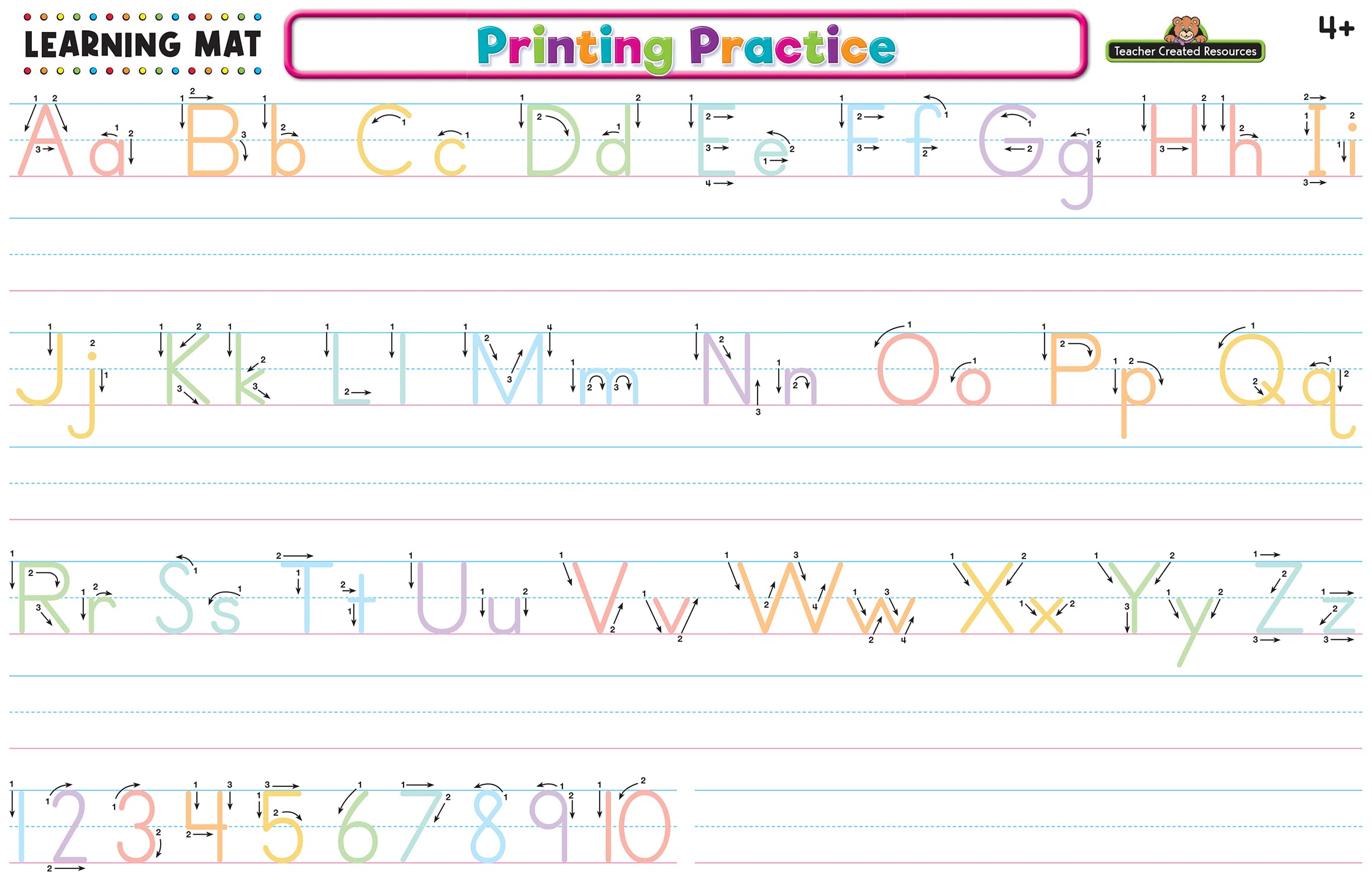 Alphabet Printing Practice Learning Mat for Kids - Reusable Handwriting Practice Sheet for Preschool & Kindergarten - Perfect for Home & Classroom Use