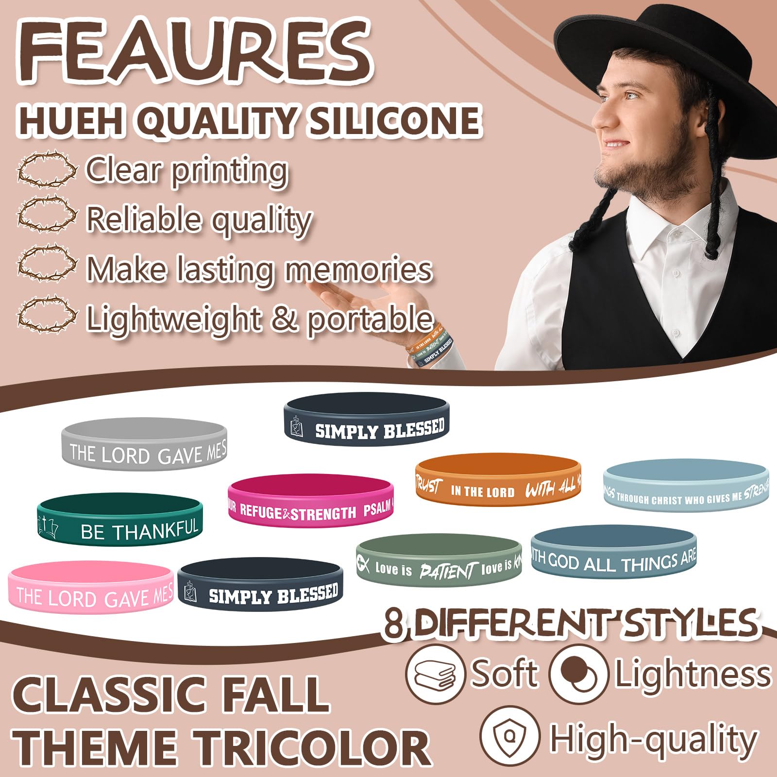 200 Pcs Religious Silicone Bracelets Bulk - Christian Scripture Bible Verse Wristbands for Men, Women, Kids & Teens - Inspirational Spiritual Rubber Bracelets for Church Events, Youth Groups & Party Gifts (Light Color)