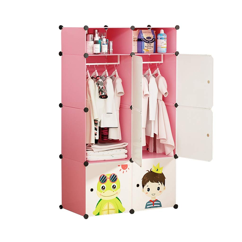 ZZF Kids Wardrobe with Sliding Doors - Simple & Stylish Children's Closet for Hanging Clothes - Perfect for Baby Girls Room & Princess Theme Bedroom Decor