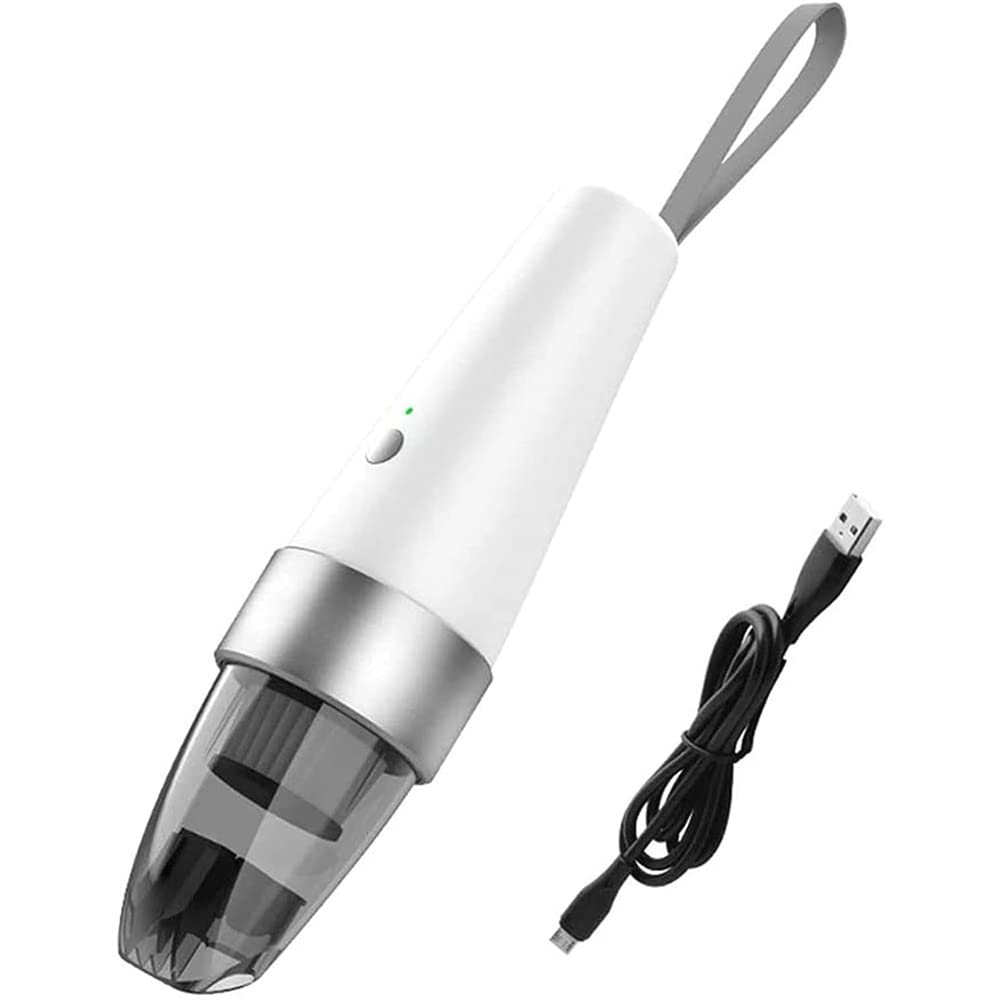 SMALK Cordless Handheld Vacuum Cleaner - Portable USB Rechargeable Mini Vacuum for Car, Home & Office - Lightweight White Hand Vac for Pet Hair, Crumbs & Dust Cleaning