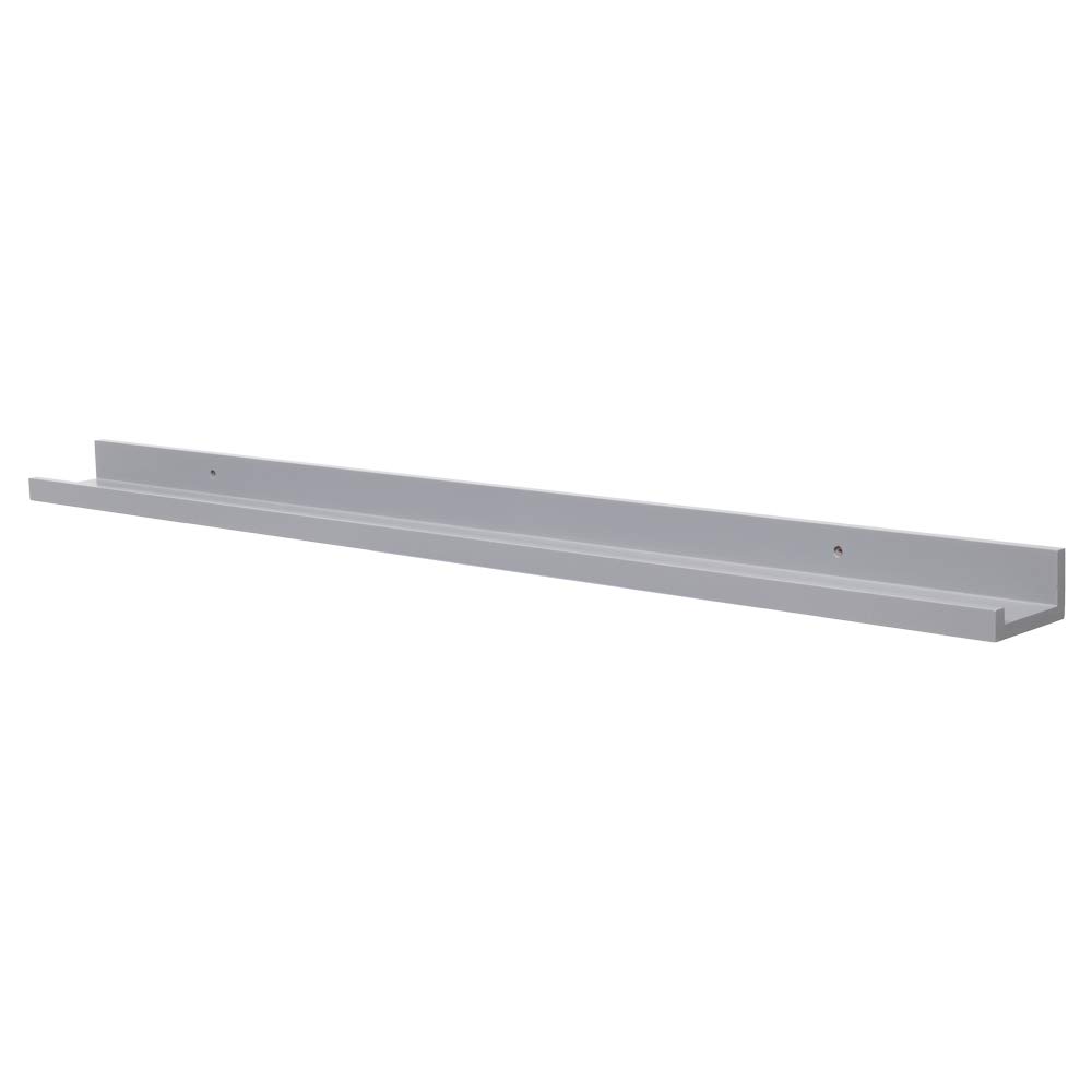 46 Inch Floating Picture Ledge Wall Shelf - Modern Gray Display Shelf for Photos, Art & Decor - Perfect for Living Room, Bedroom & Office Wall Decor