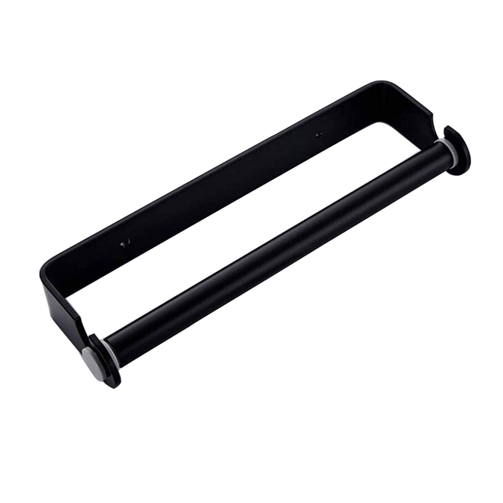 HUAWEI-F Adhesive Toilet Paper Holder, Under Cabinet Paper Towel Dispenser, Wall Mounted Tissue Hanger - 27cm Space Aluminum (Black) - Perfect for Kitchen, Bathroom, Home Organization & Space Saving