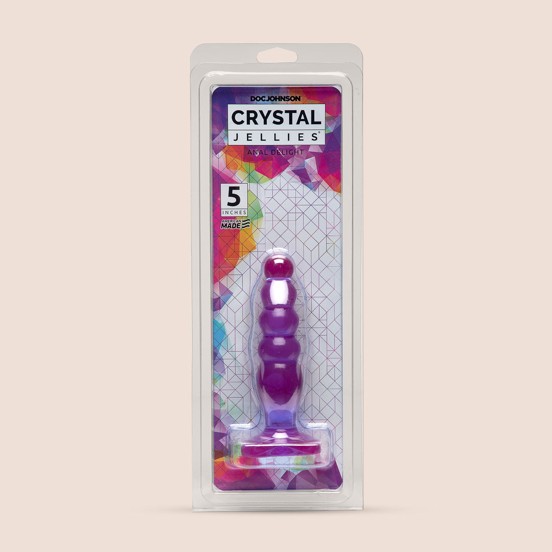 Crystal Jellies® 5 Beaded Anal Plug - Premium Silicone Butt Plug for Women & Men - Comfortable & Stimulating Anal Toy for Beginners & Advanced Users - Perfect for Couples Play & Solo Pleasure