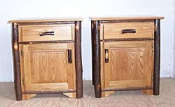 Solid Oak Nightstand with Hickory Wood Trim - Stylish Bedside Table for Bedroom, Living Room, or Guest Room