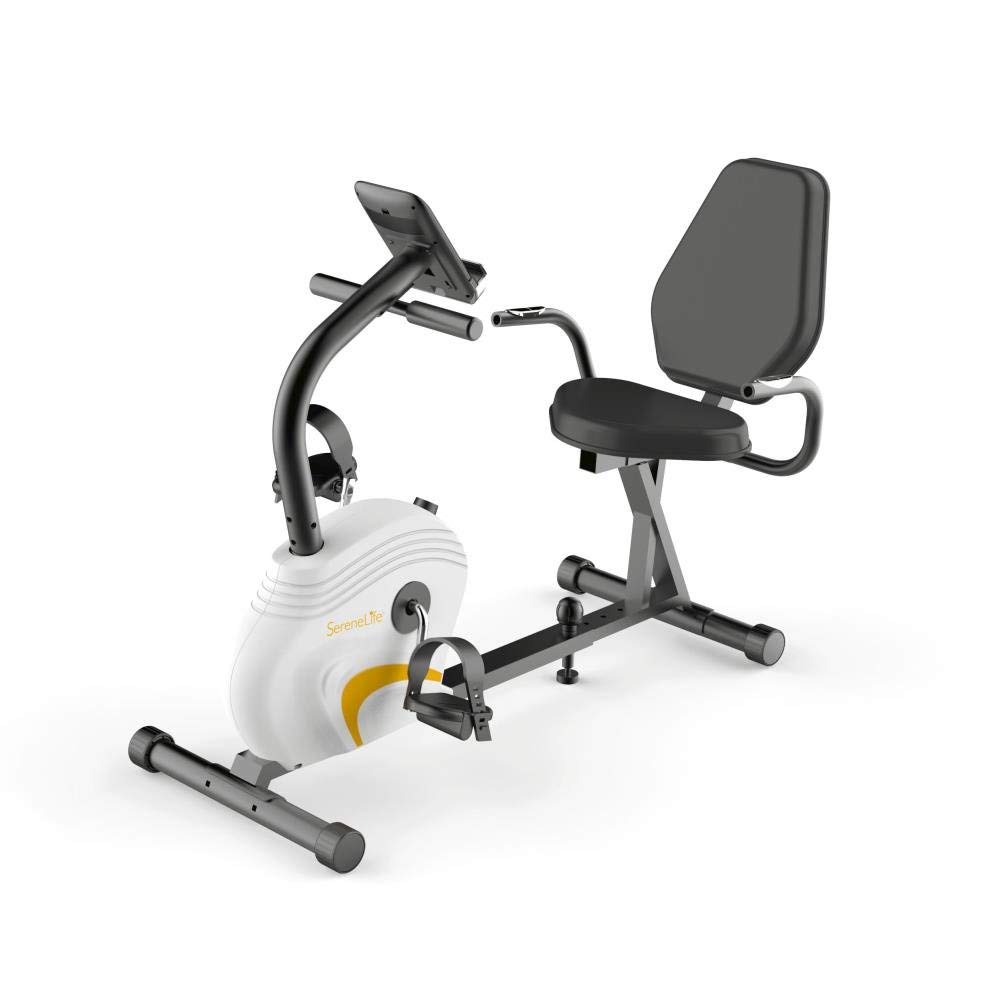 SereneLife SLXB3 Recumbent Exercise Bike - Stationary Bicycle with Digital Monitor for Home & Office Workouts, Weight Loss & Fitness Training | Perfect for Low-Impact Cardio, Physical Therapy & Senior Exercise