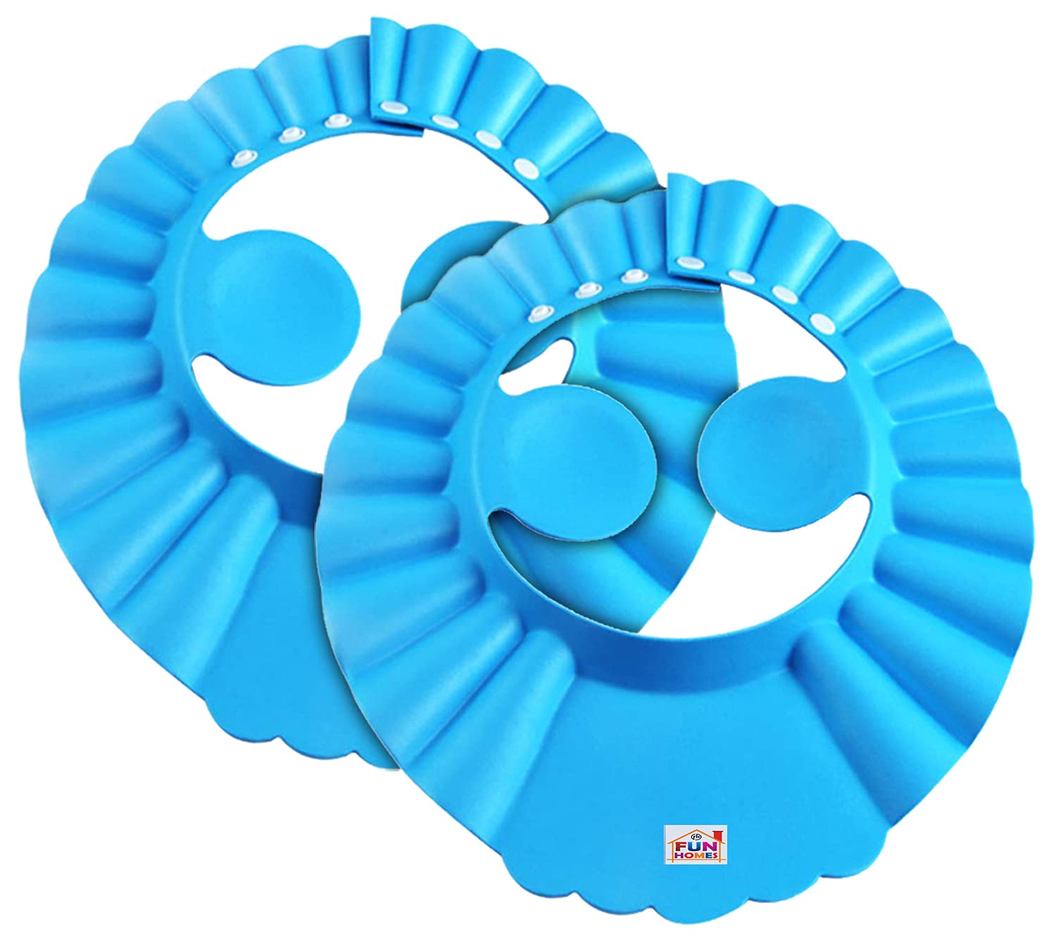 Soft EVA Foam Adjustable Baby Shower Bath Cap - Waterproof Bathing Protection for Infants & Toddlers - Pack of 2 (Blue) - Perfect for Bath Time, Hair Washing & Sensitive Ears