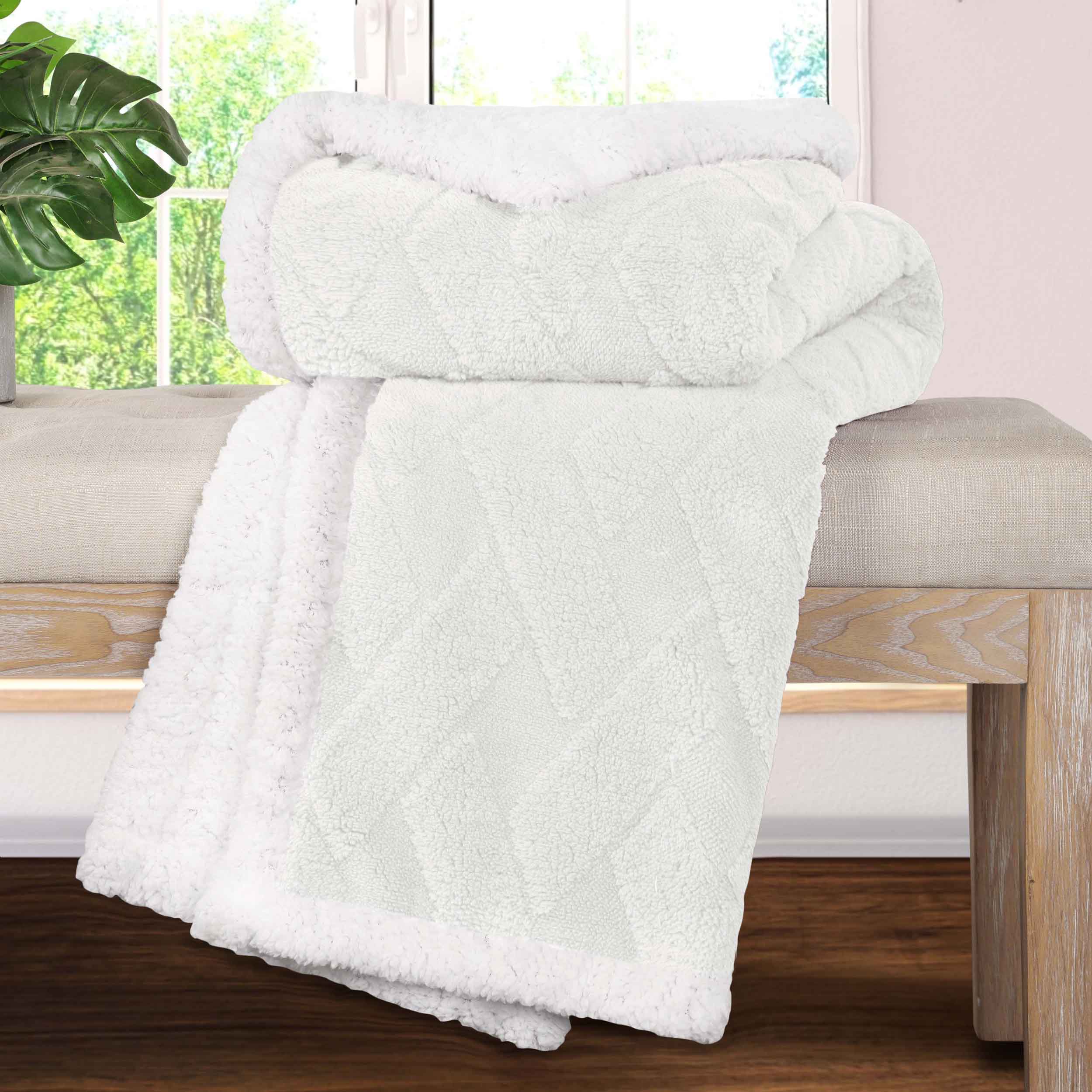 Nuuk Reversible Jacquard Lattice Plush Sherpa Fleece Blanket - Ultra Soft & Warm Winter Throw for Couch, Bed & Travel - Cozy Home Decor Gift for Christmas & Cold Weather