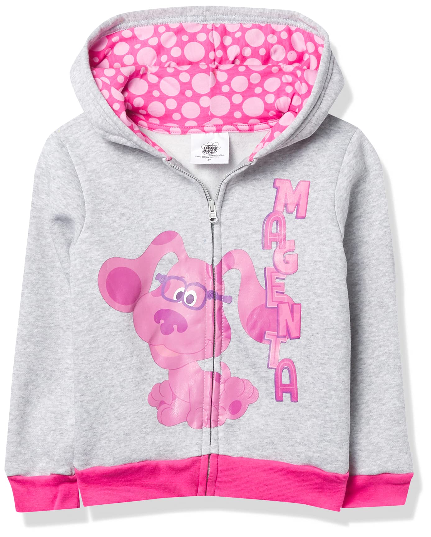 Blue's Clues & You Girls' Toddler Zip-Up Hoodie | Soft Fleece Jacket for 2-5 Year Olds | Cute Cartoon Character Outerwear for Playdates & Preschool