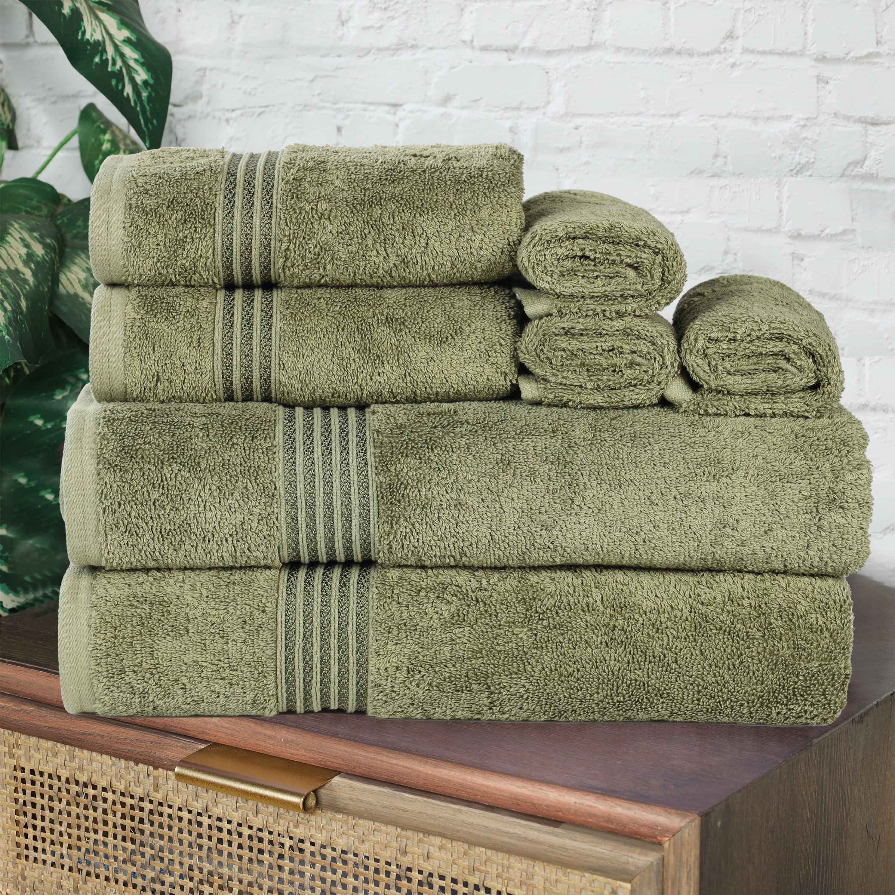 Premium Egyptian Cotton 8-Piece Bath Towel Set - Ultra Soft, Highly Absorbent & Quick-Drying - Perfect for Spa, Bathroom & Beach Use