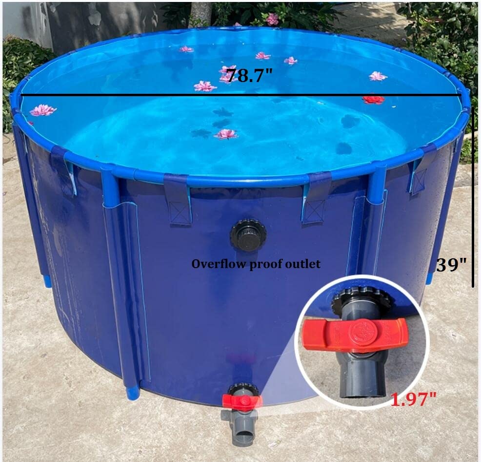 Durable PVC Canvas for Above Ground Ponds - 6.5ft x 3ft Collapsible Belt Frame Pool, Fish Pond & Water Storage Tank (3100L Capacity) | Perfect for Koi Culture, Agricultural Irrigation & Outdoor Use
