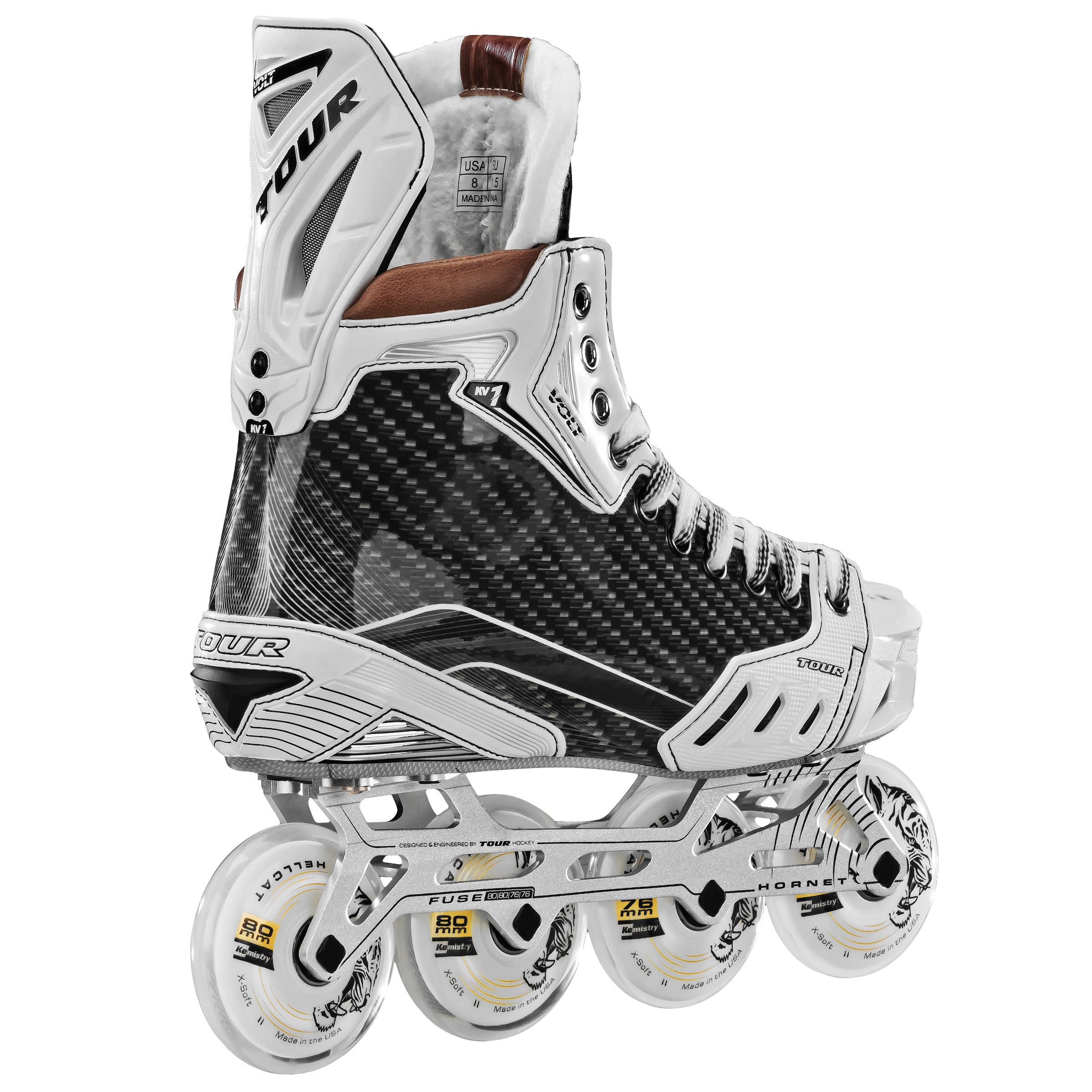 Volt KV1 White Roller Hockey Skates - High Performance Inline Skates for Men & Women - Perfect for Rink Hockey, Street Skating & Fitness Training
