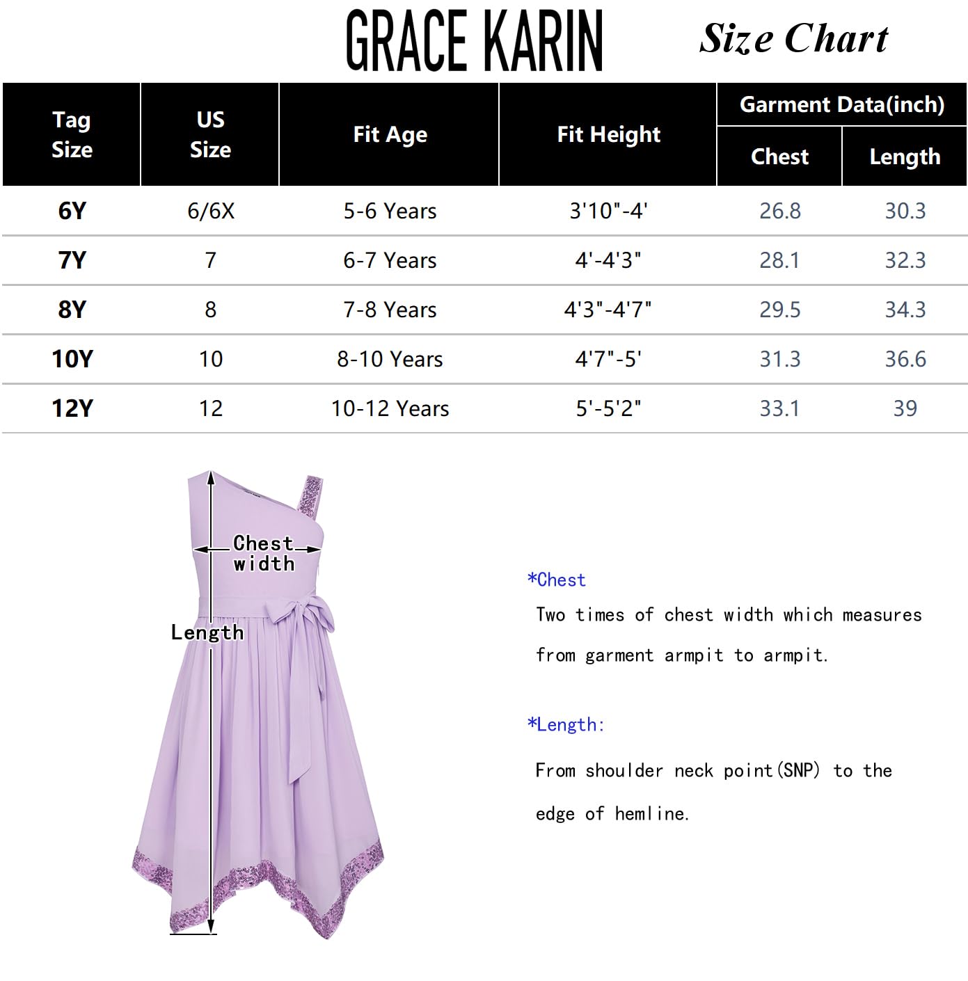 GRACE KARIN Girls' One Shoulder Party Dress - Summer Formal Birthday Midi Dress for Ages 5-12 Years | Perfect for Weddings, Parties & Special Occasions