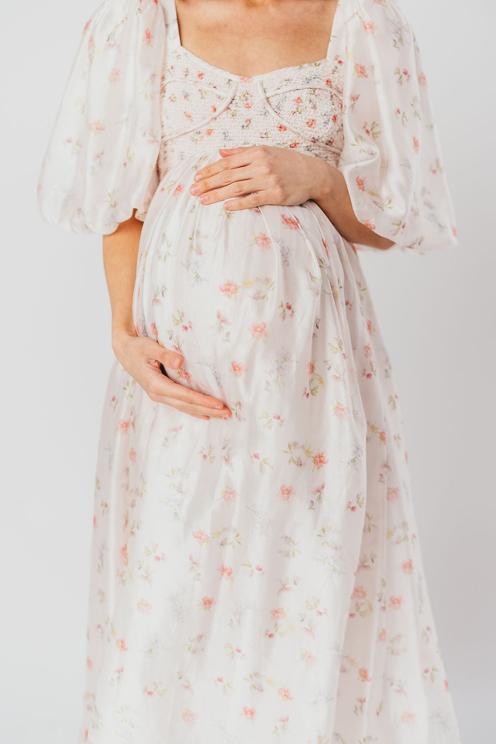Harlow Maxi Dress - Tiny Pink Floral Print, Bump Friendly Maternity Dress, Inclusive Sizing S-3XL | Perfect for Summer Weddings, Beach Vacations & Casual Outings