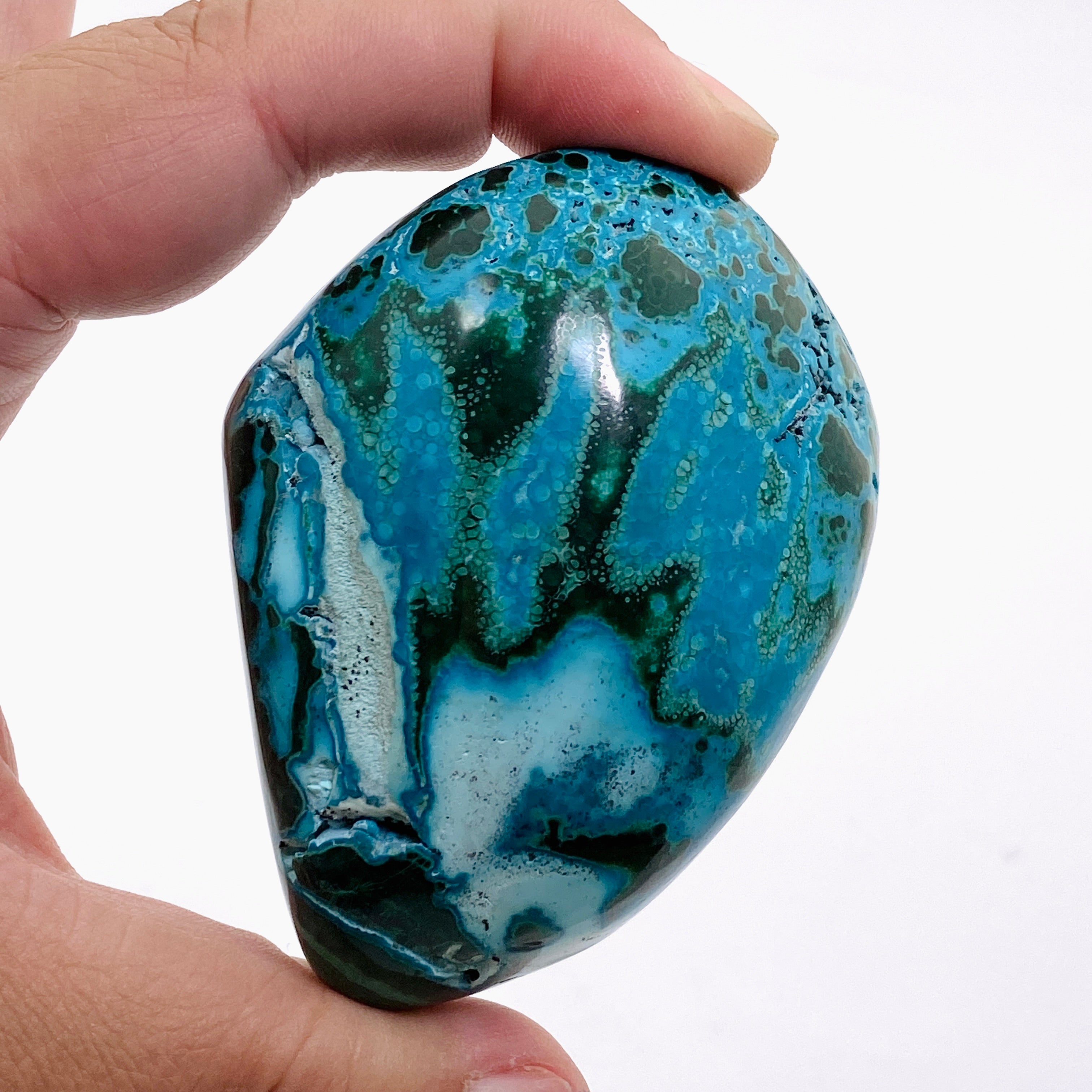 Natural Malachite and Chrysocolla Polished Freeform Stone - Congo CR3750 | Healing Crystal for Meditation, Jewelry Making & Home Decor