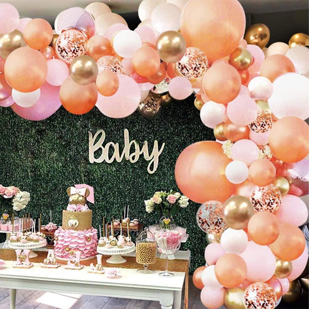 152Pcs Rose Gold Balloon Garland Arch Kit - DIY Pink Gold White Balloons for Graduation, Birthday Party, Baby Shower & Wedding Decorations | Perfect for Indoor/Outdoor Events, Photo Backdrops & Celebration Decor