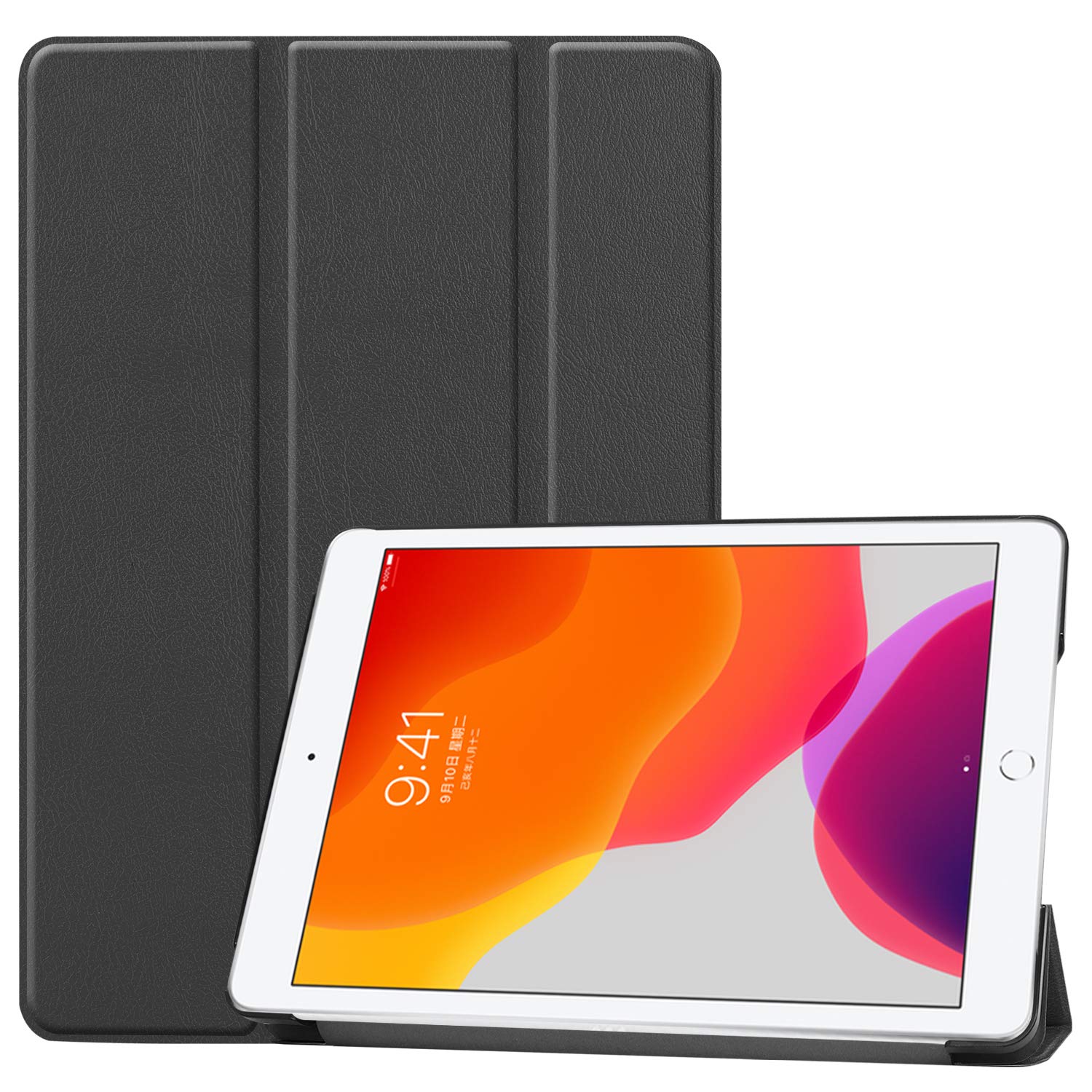 Epicgadget Slim Lightweight Protective Case for iPad 8th/7th Generation 10.2 Inch (2020/2019) - Auto Sleep/Wake Trifold Stand Cover - Perfect for Work, Travel & Home Use (Black)