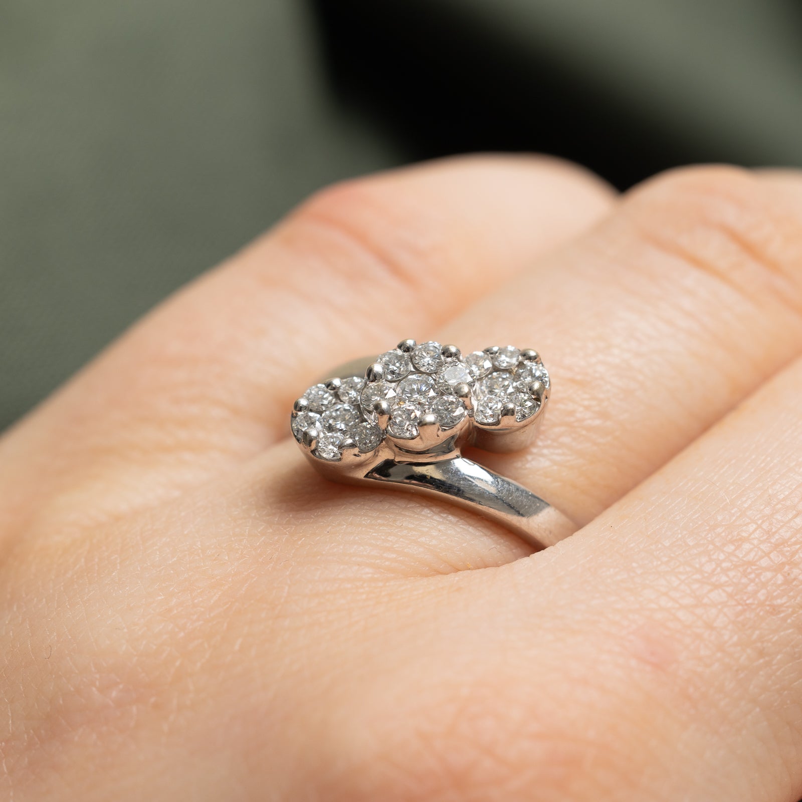 0.50ctw Diamond Cluster Bypass Ring - Size 7.25 | Elegant Wedding Band, Anniversary Gift for Her | Perfect for Proposals, Engagements & Special Occasions