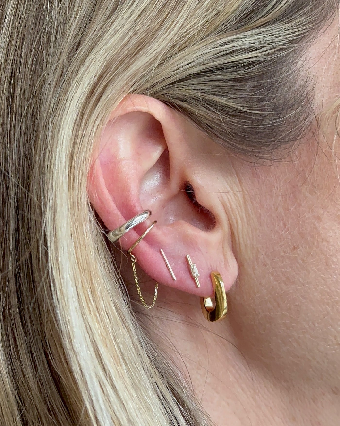 14K Gold Ear Cuff with Chain - Elegant Dainty Ear Cuff Jewelry for Women - Perfect for Parties, Weddings & Everyday Wear