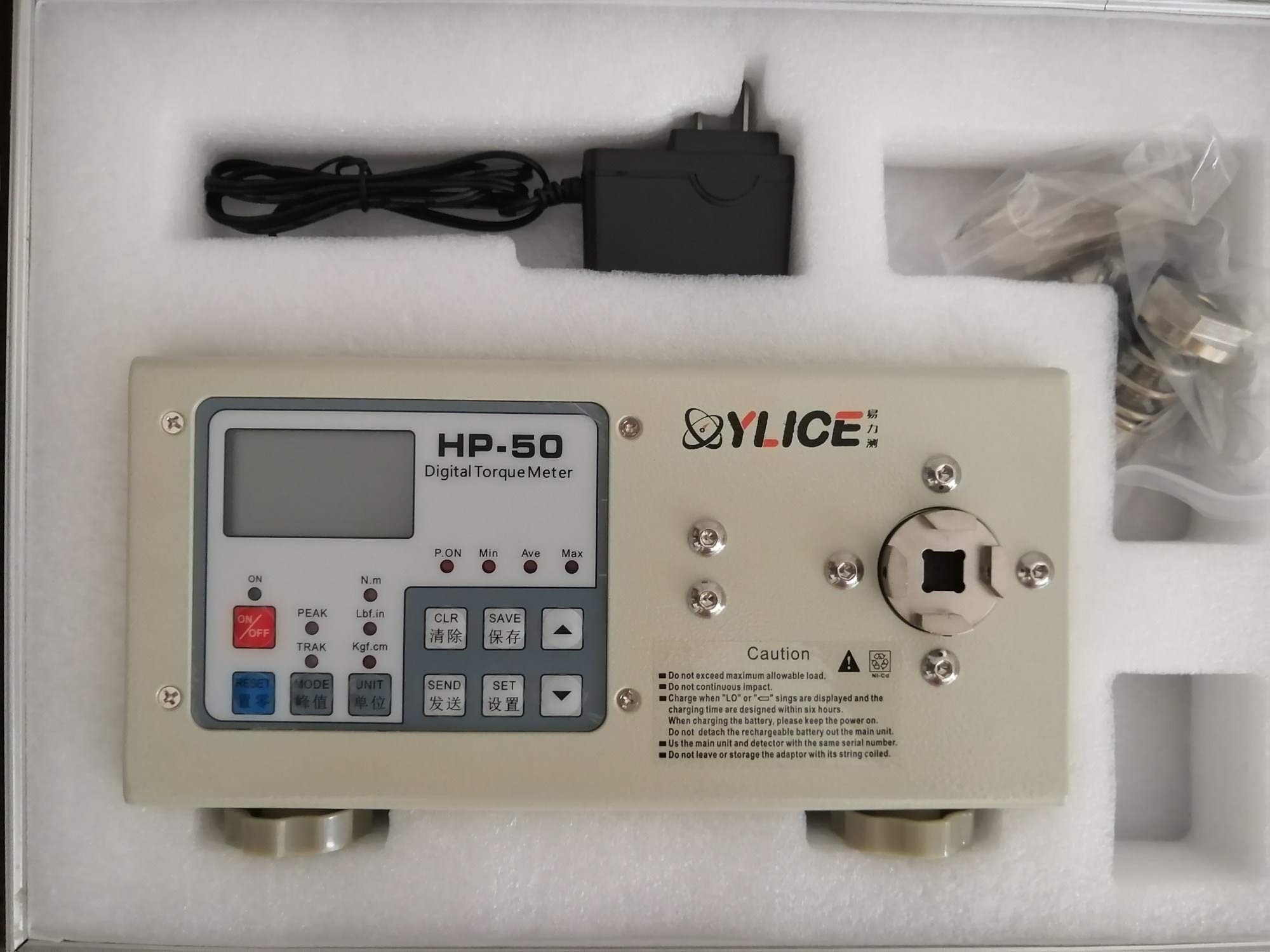 Digital Torque Wrench Tester HP-50 - Precision Torque Meter (1.5-50.0 Kgf.Cm / 1.5-45.0 Lbf.in / 0.15-5.00 Nm) for Screwdrivers & Fasteners - Workshop, Automotive & Industrial Use