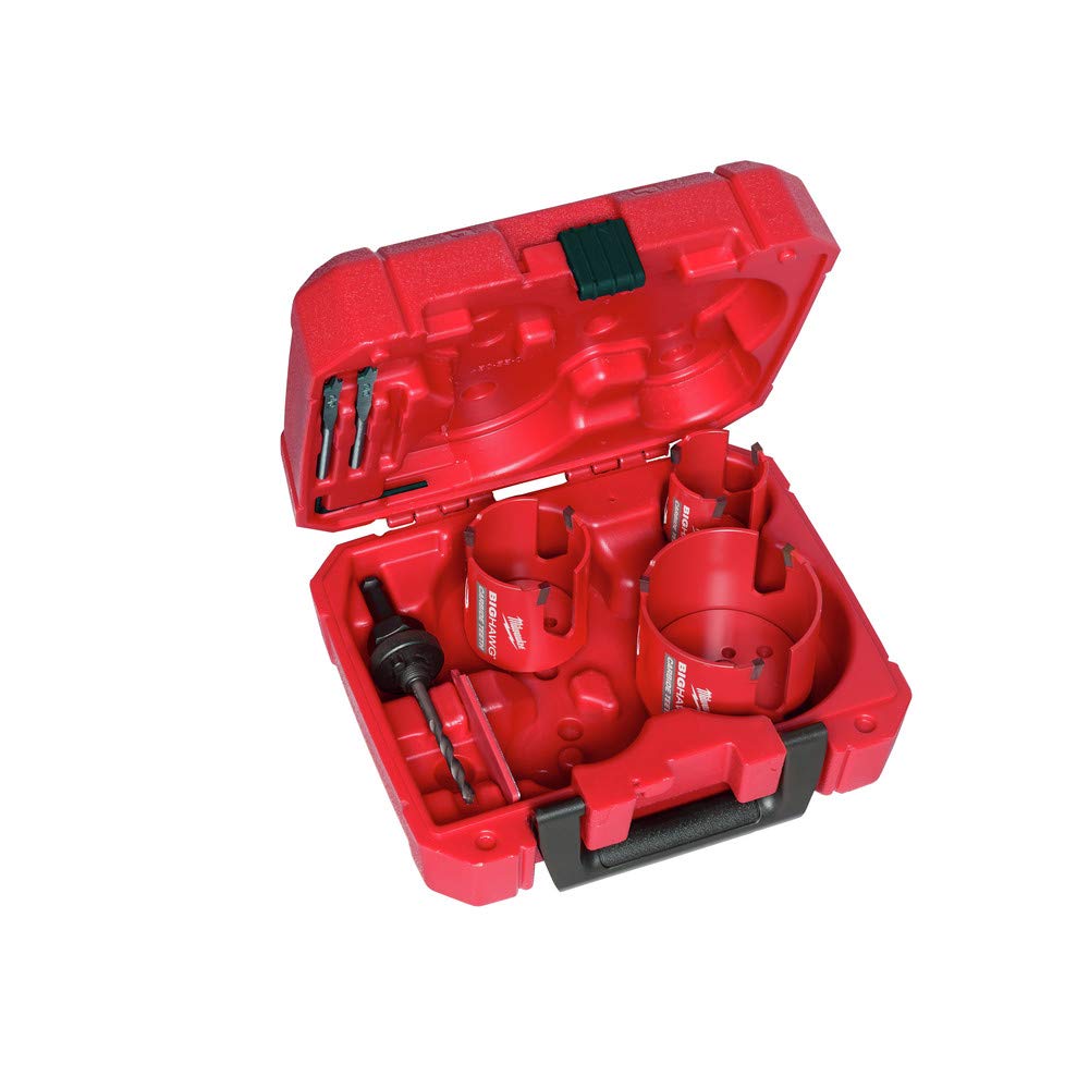 Milwaukee 7-Piece Big Hawg Carbide Hole Saw Kit – Perfect for Wood, Metal & Plastic Cutting – Ideal for Construction, Plumbing & DIY Projects