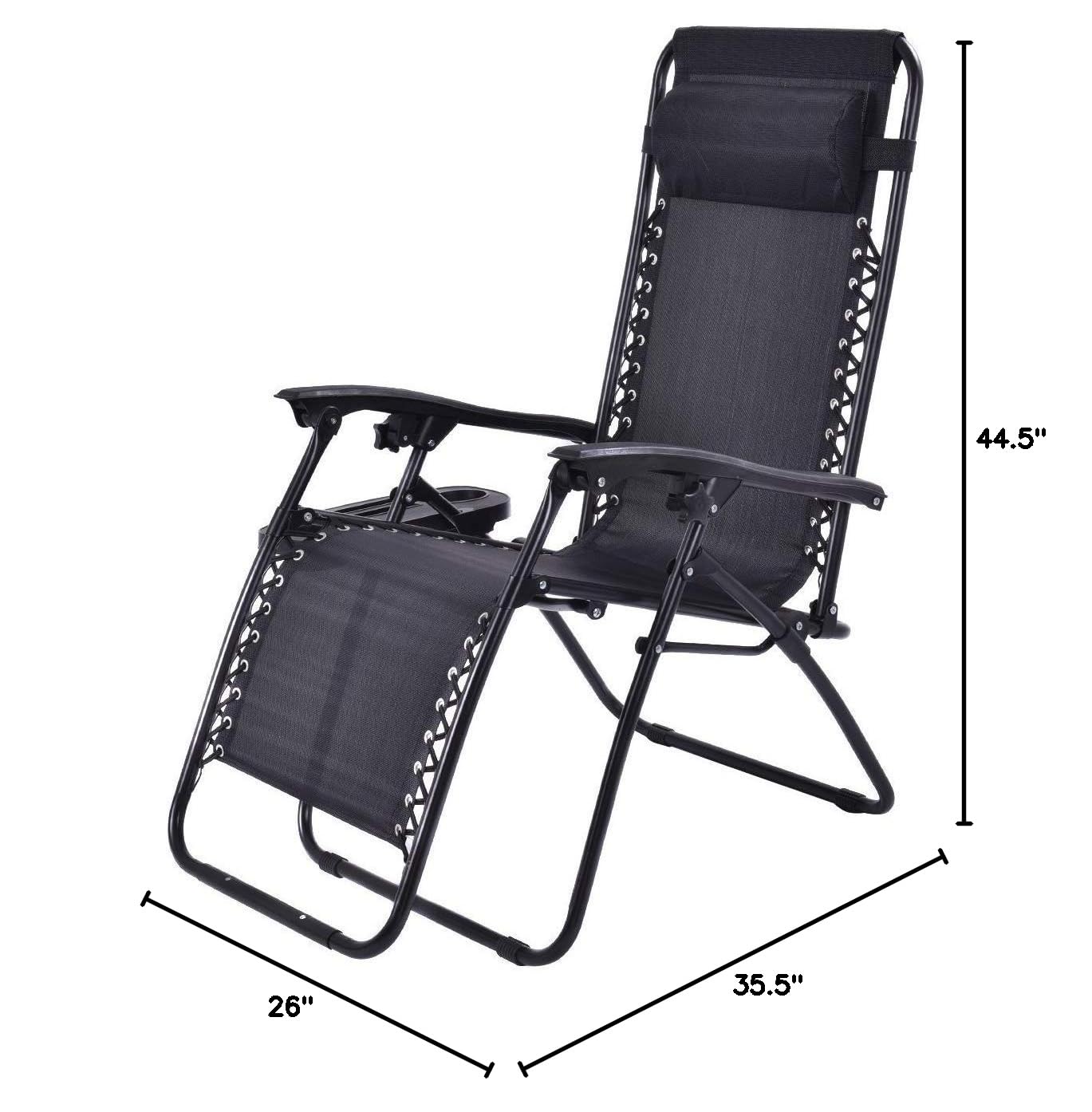Casart Set of 2 PC Folding Lounge Chairs - Outdoor Zero Gravity Recliners with Cup Holder - Lightweight & Portable for Backyard, Beach, Poolside & Patio Relaxation